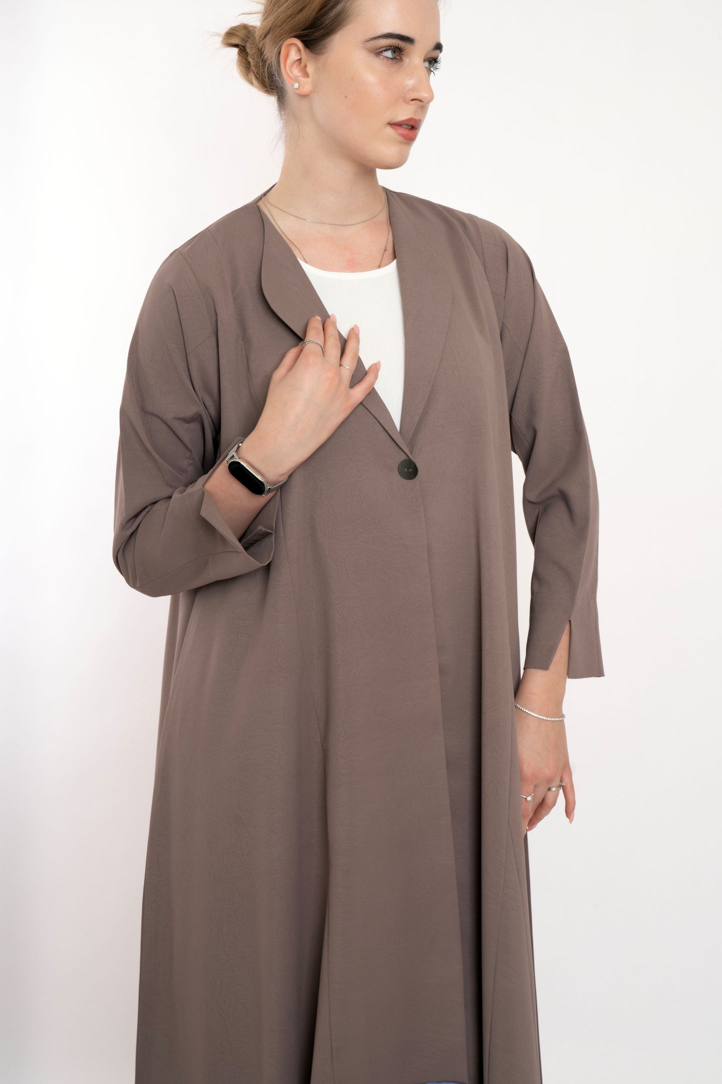 Minimal Beige Blazer Style Abaya