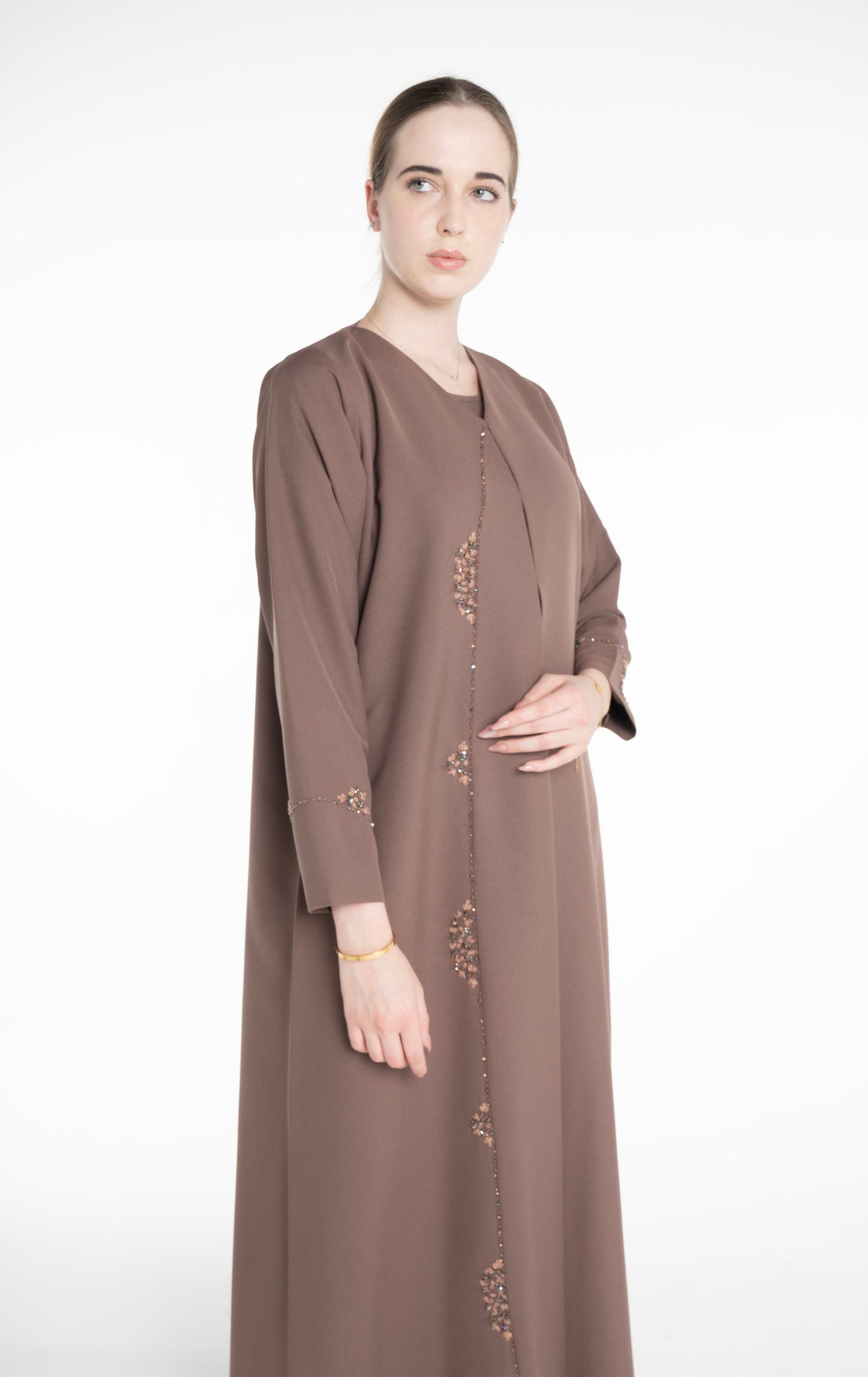 Minimal embellished  Brown Abaya