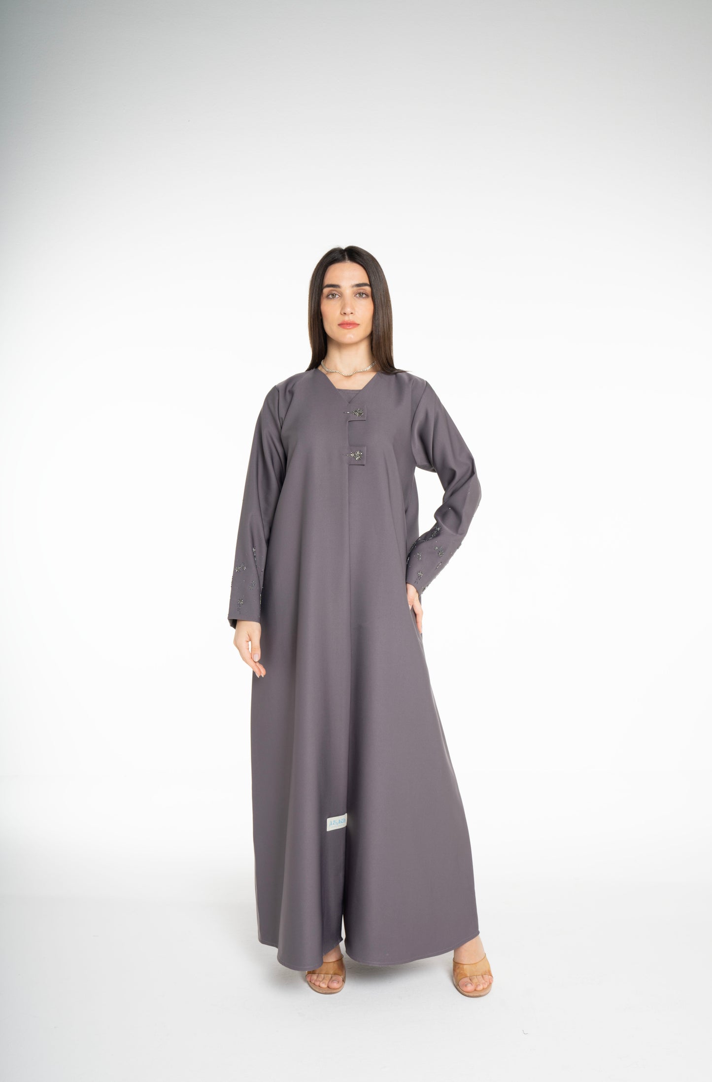 Minimal embellished  Grey Abaya