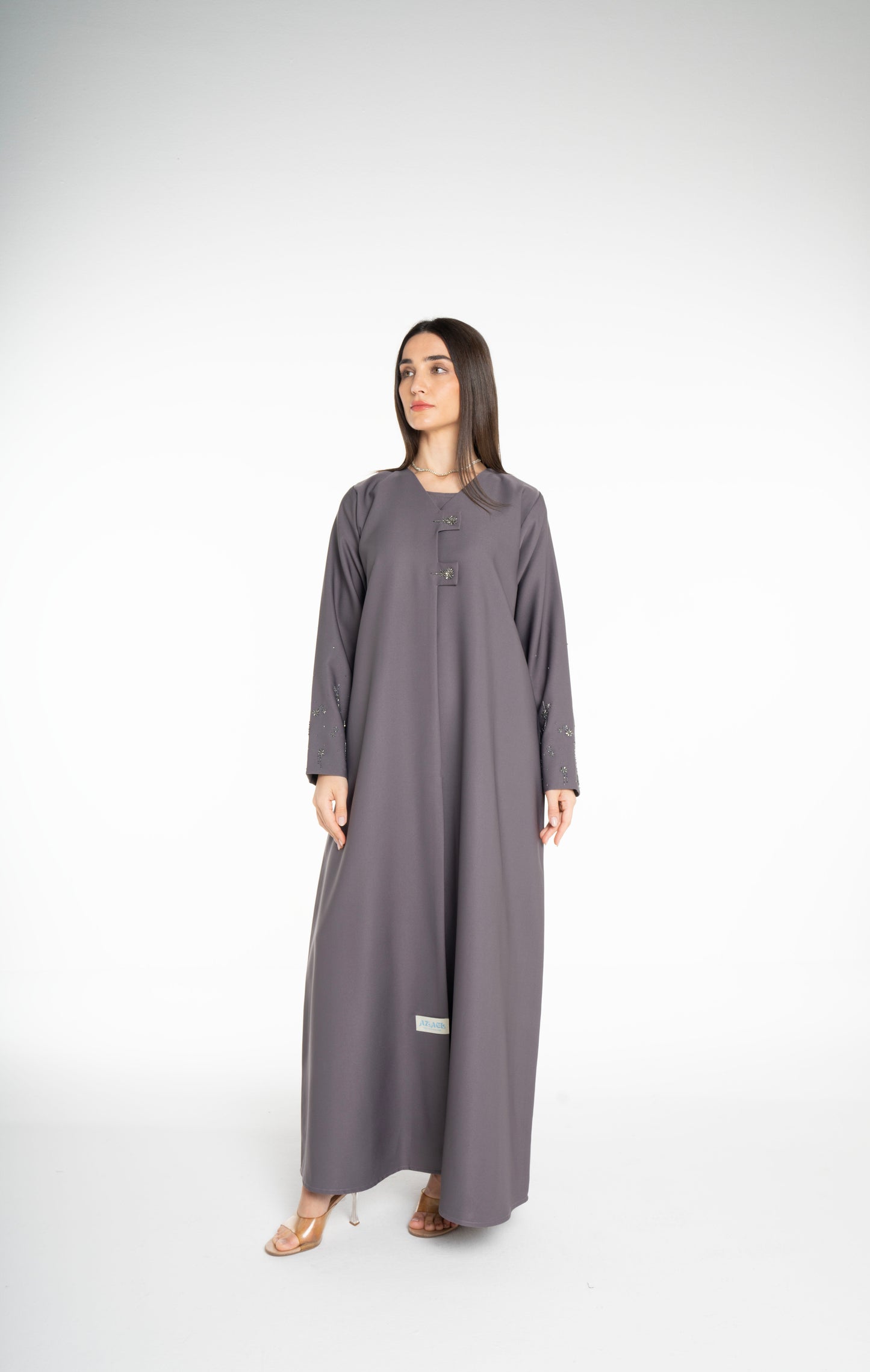 Minimal embellished  Grey Abaya