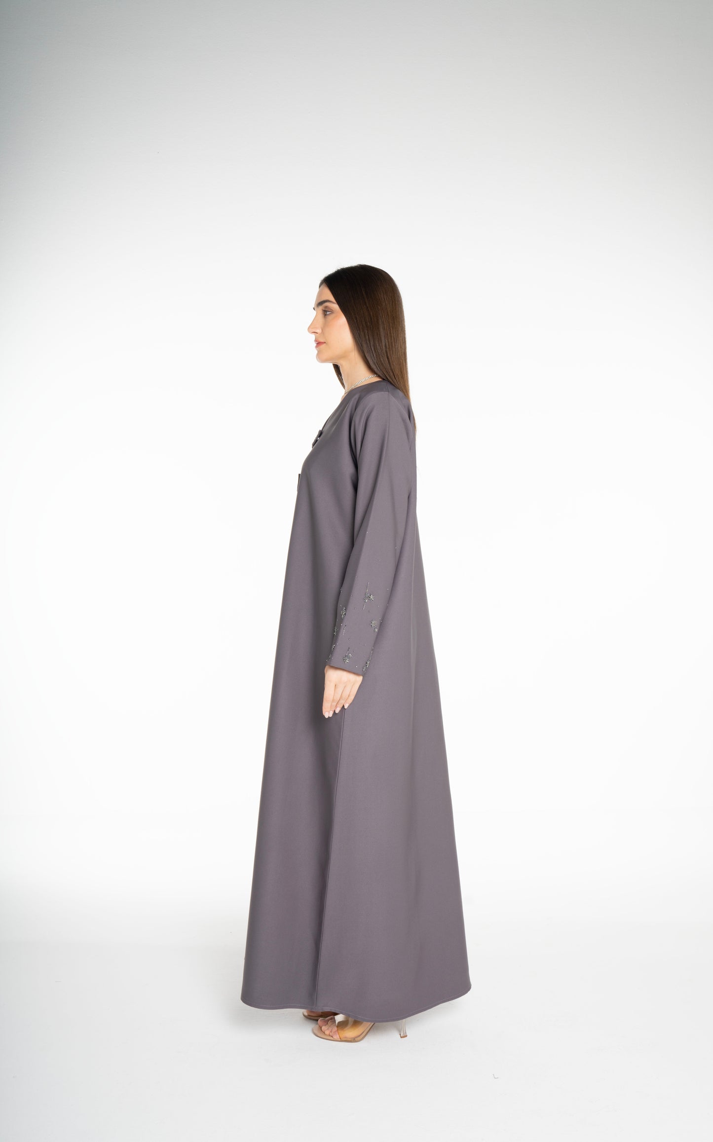 Minimal embellished  Grey Abaya