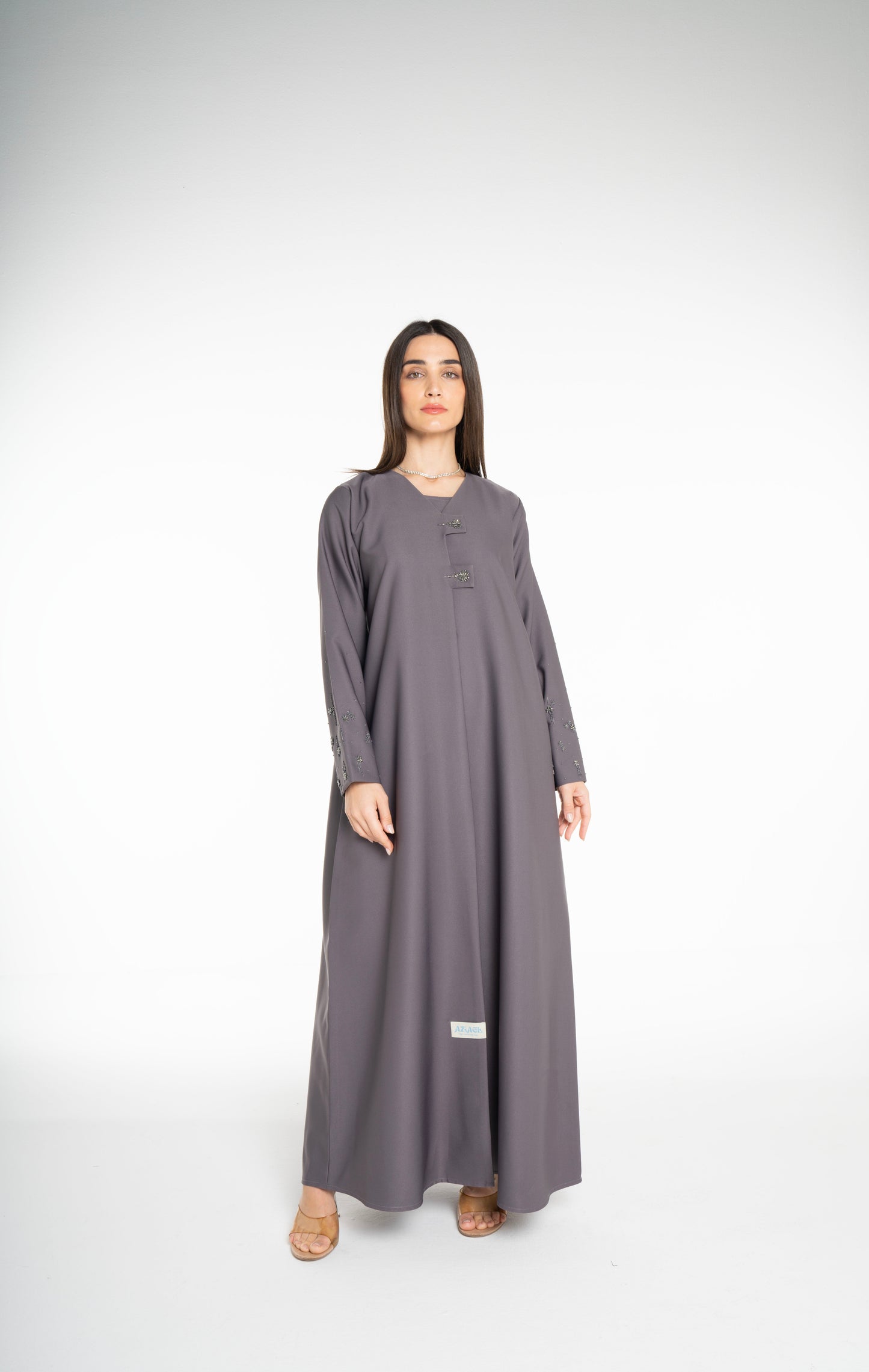Minimal embellished  Grey Abaya