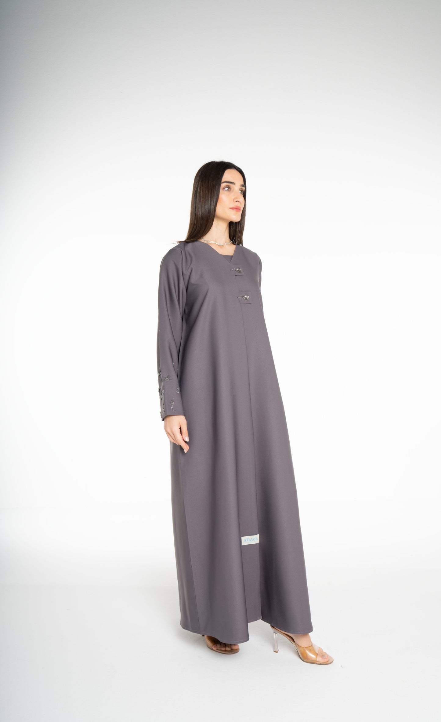 Minimal embellished  Grey Abaya