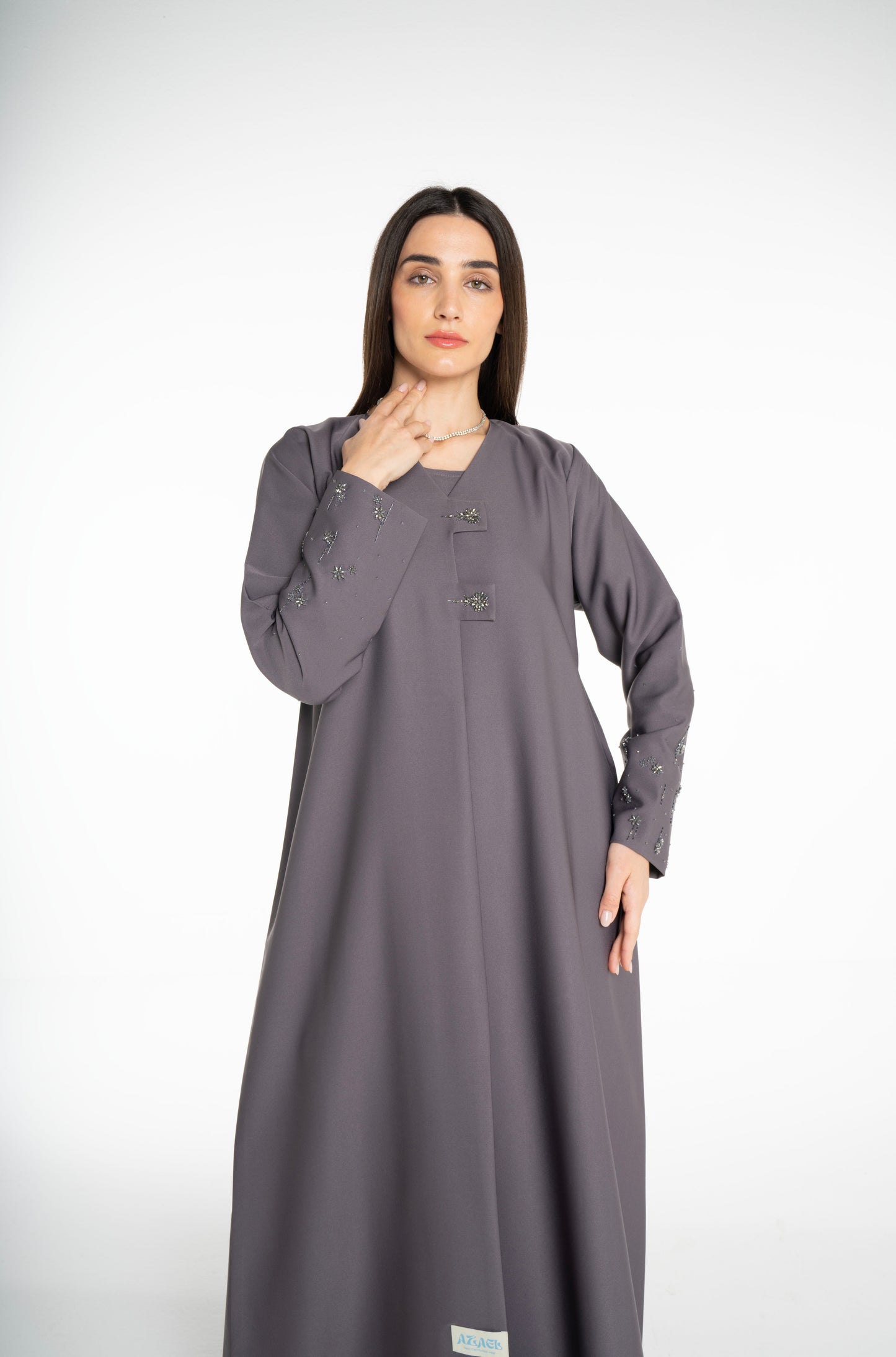 Minimal embellished  Grey Abaya