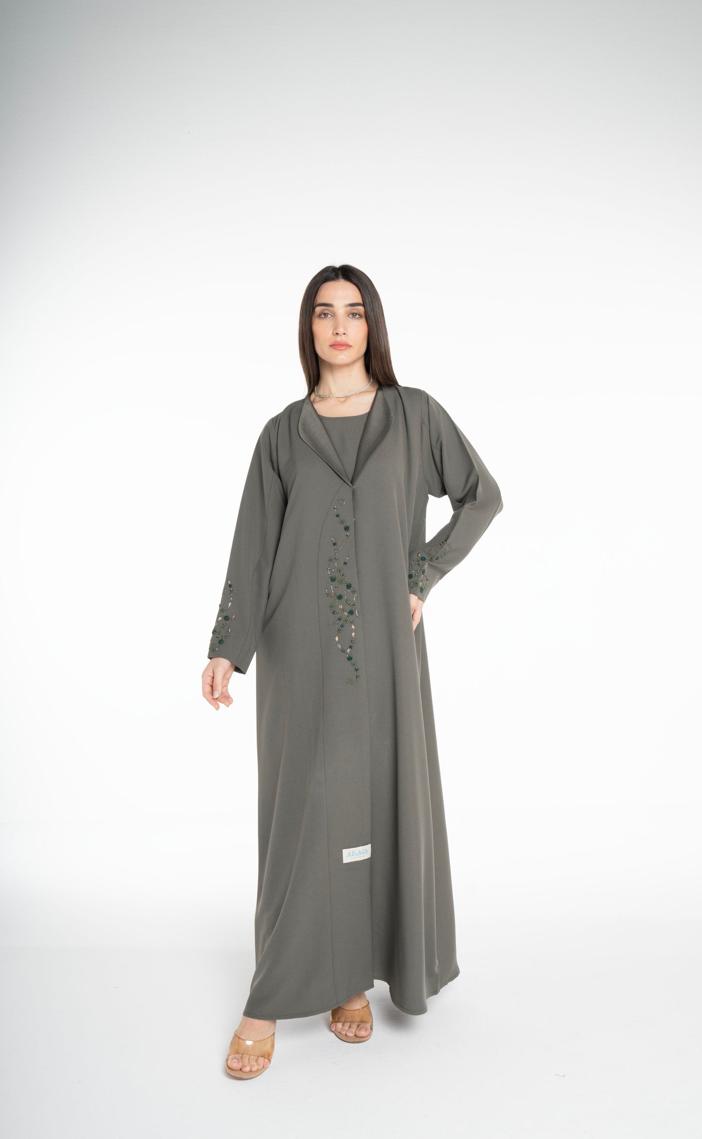 Minimal embellished  Green Abaya