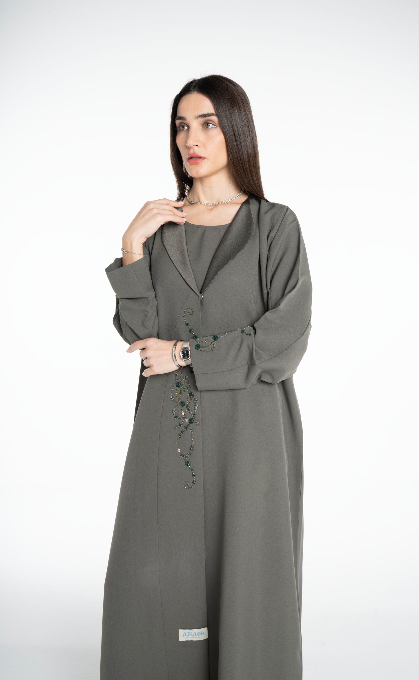 Minimal embellished  Green Abaya