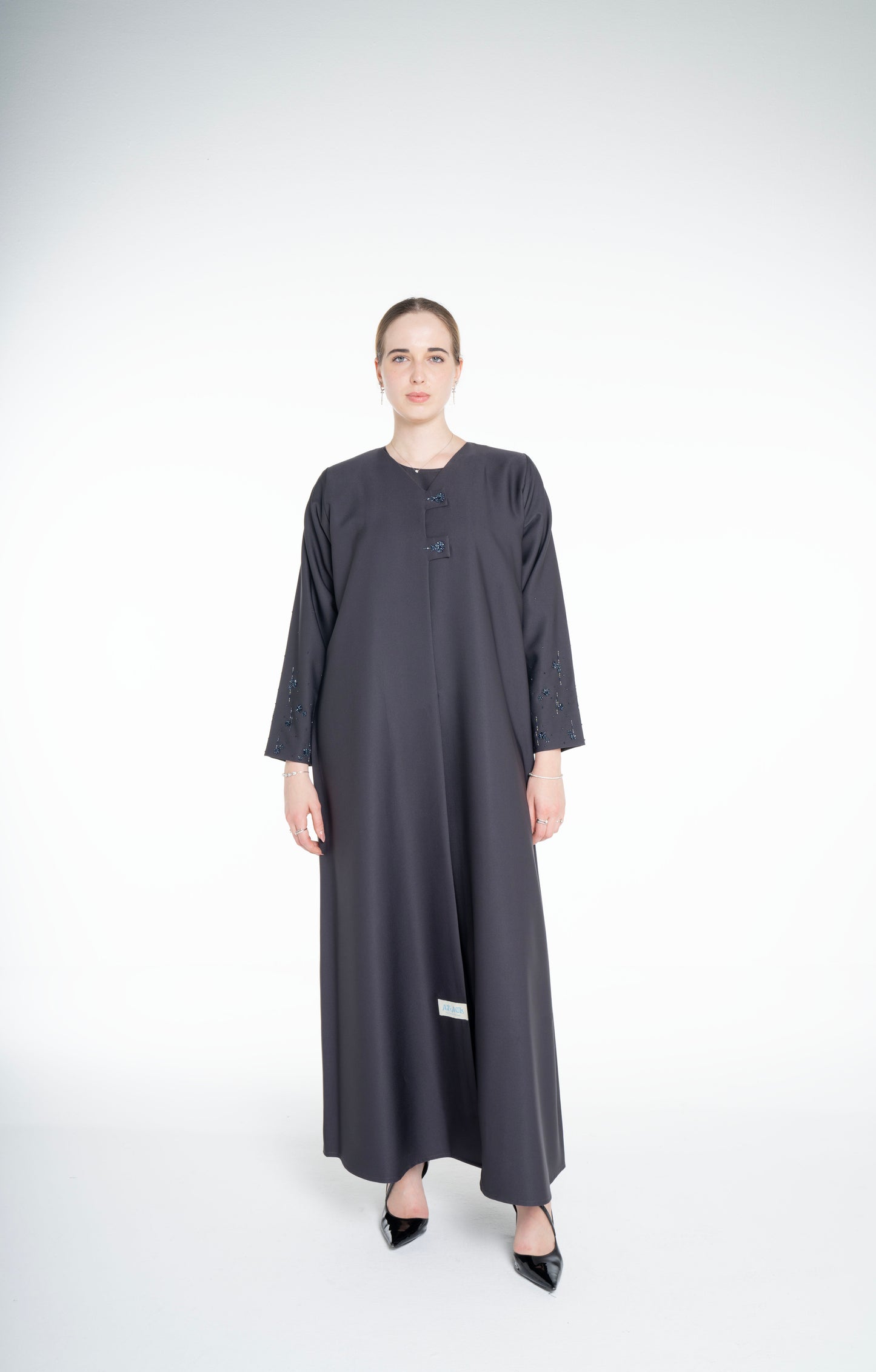 Embellished  grey Abaya