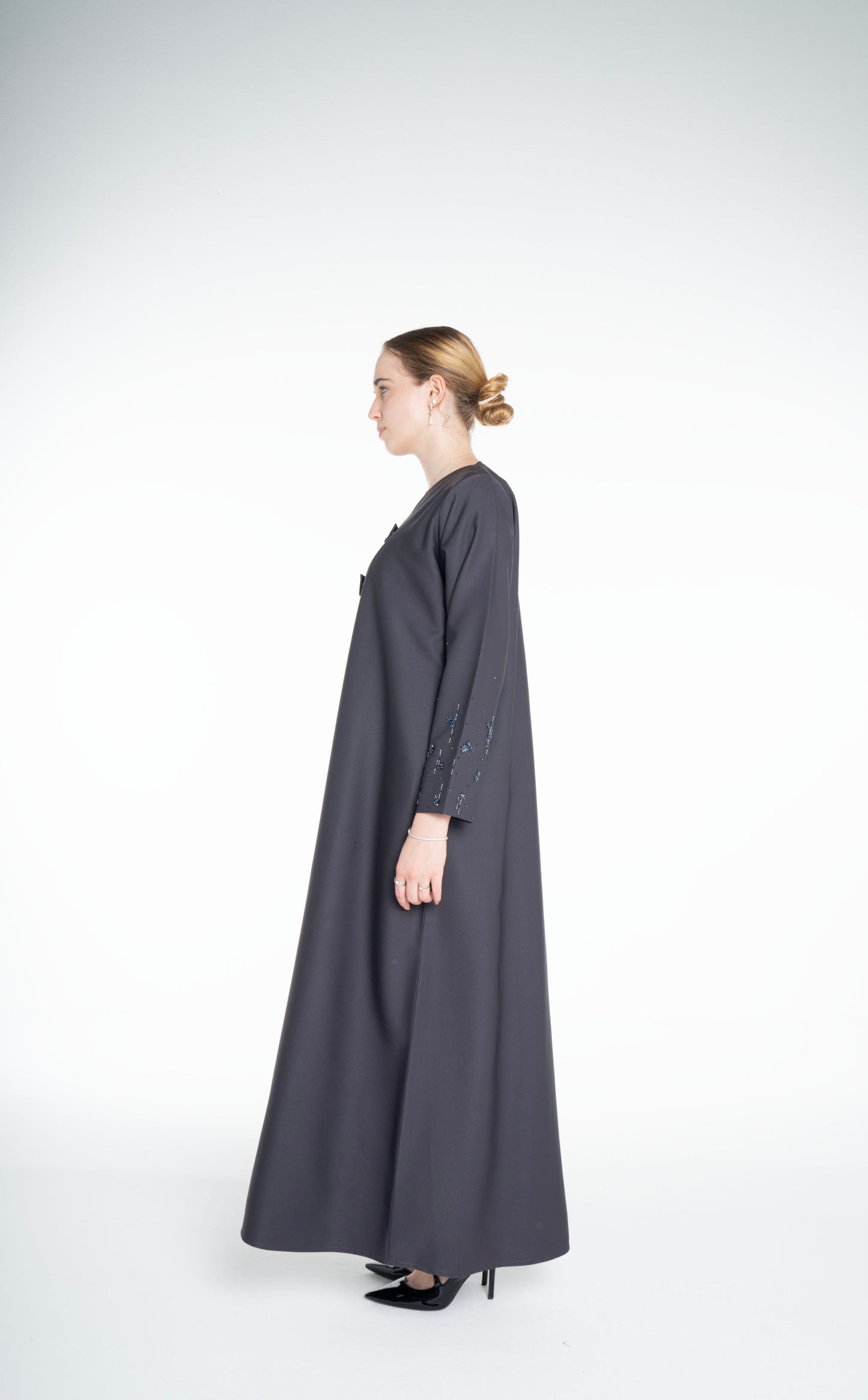 Embellished  grey Abaya