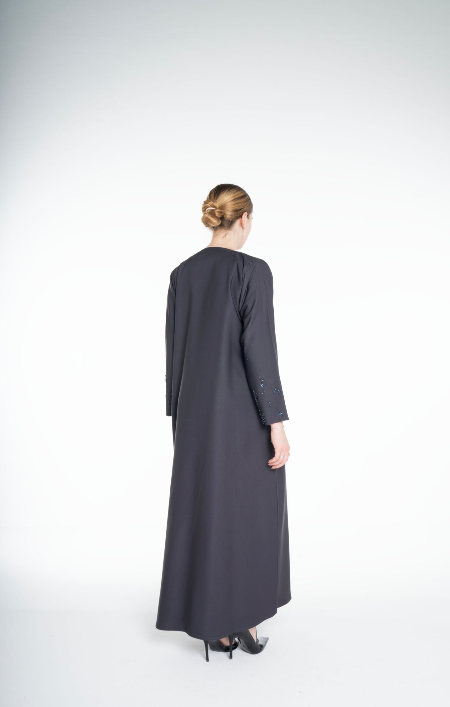 Embellished  grey Abaya