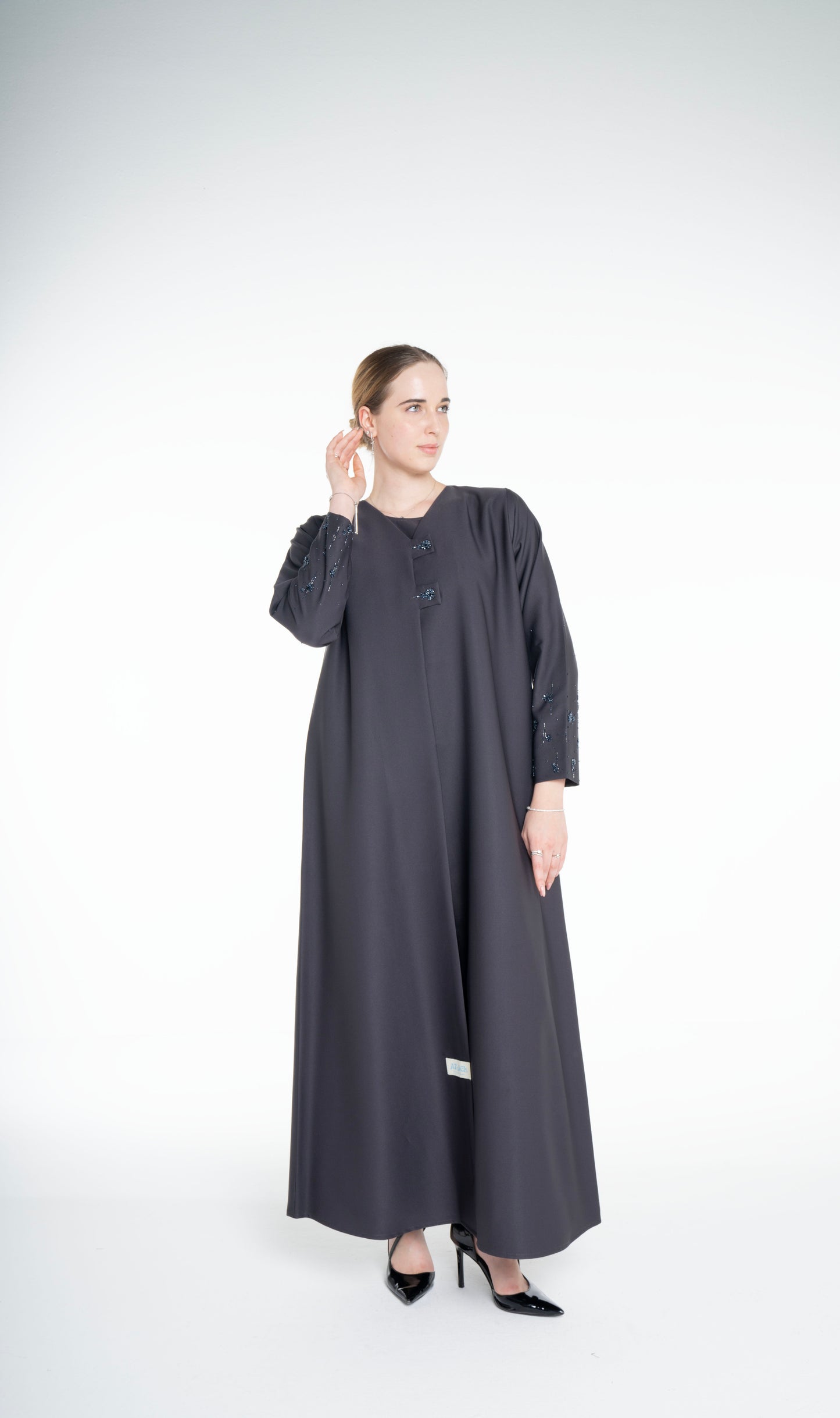 Embellished  grey Abaya