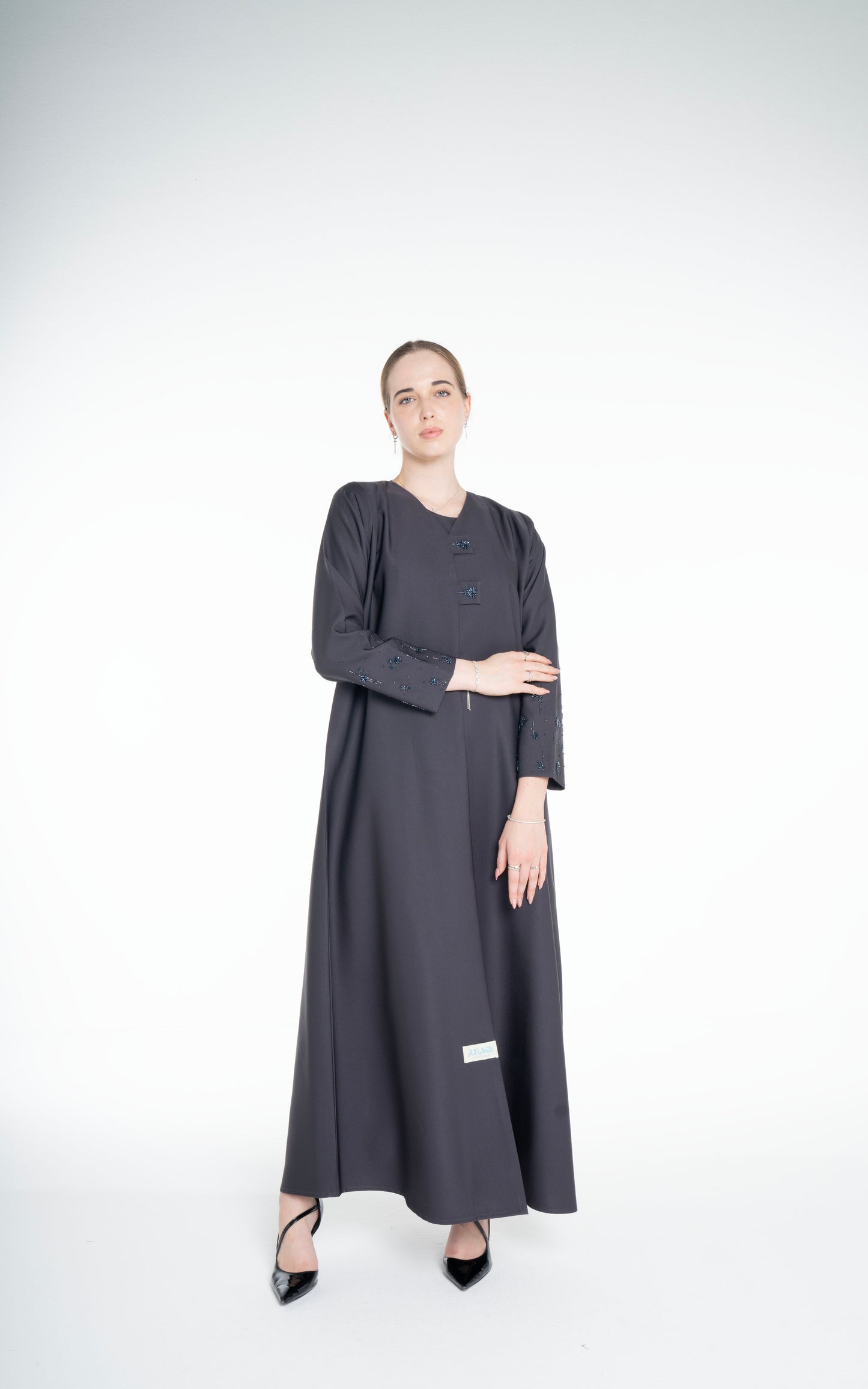 Embellished  grey Abaya