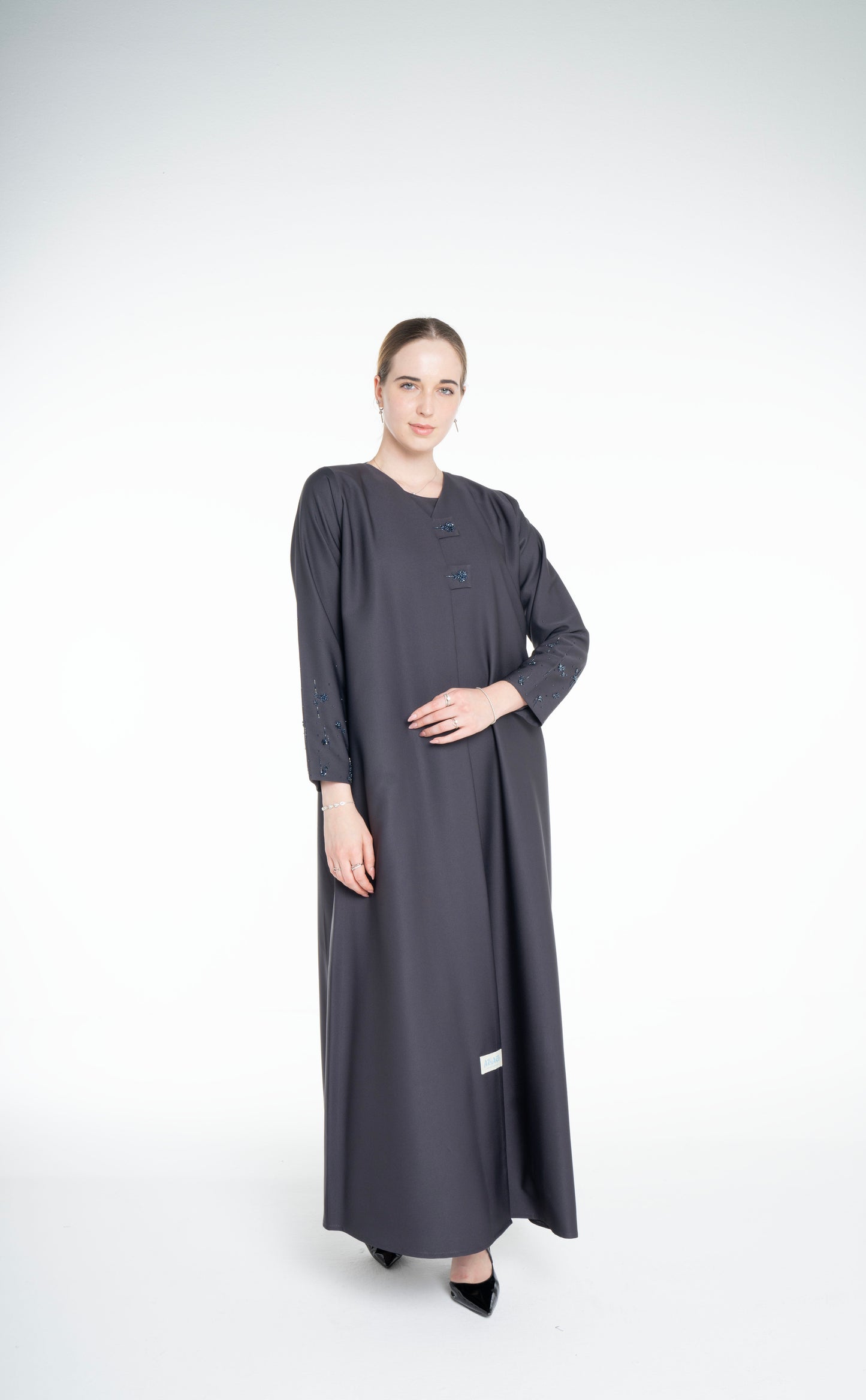 Embellished  grey Abaya