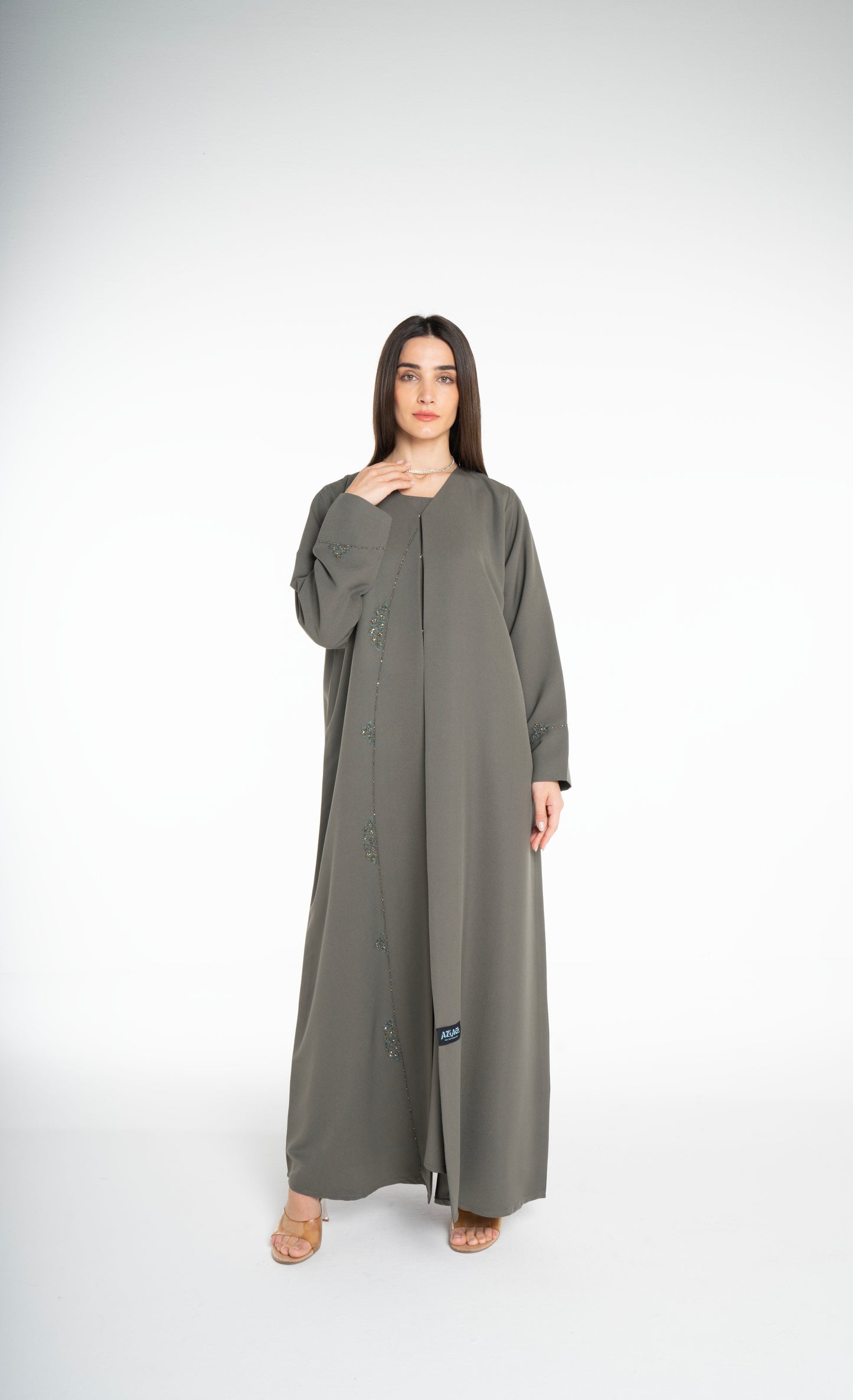 Lux Embellished  Green Abaya