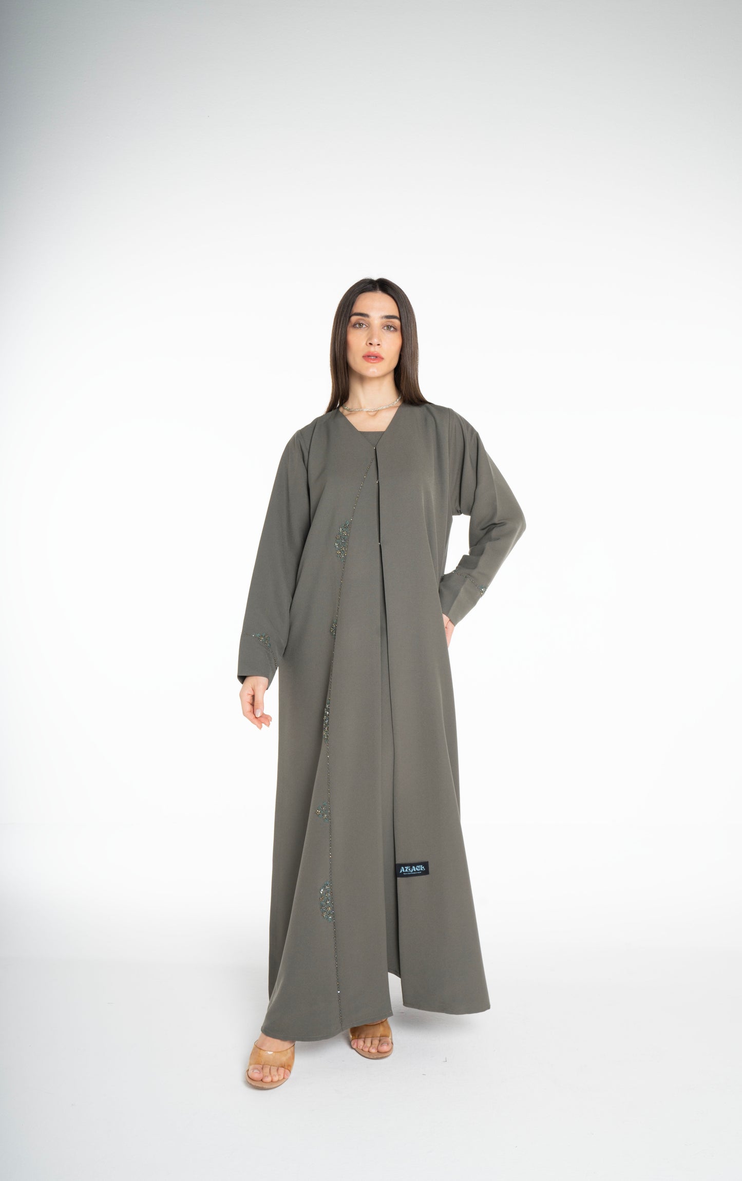 Lux Embellished  Green Abaya