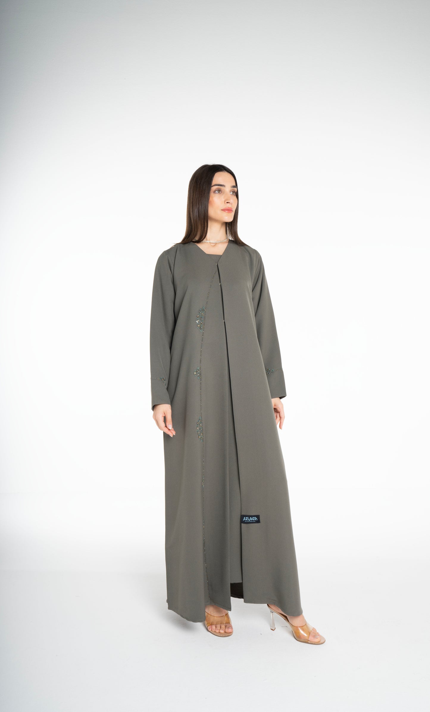 Lux Embellished  Green Abaya