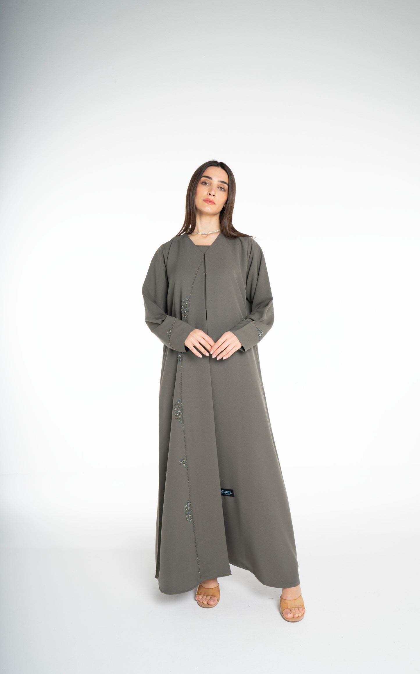 Lux Embellished  Green Abaya