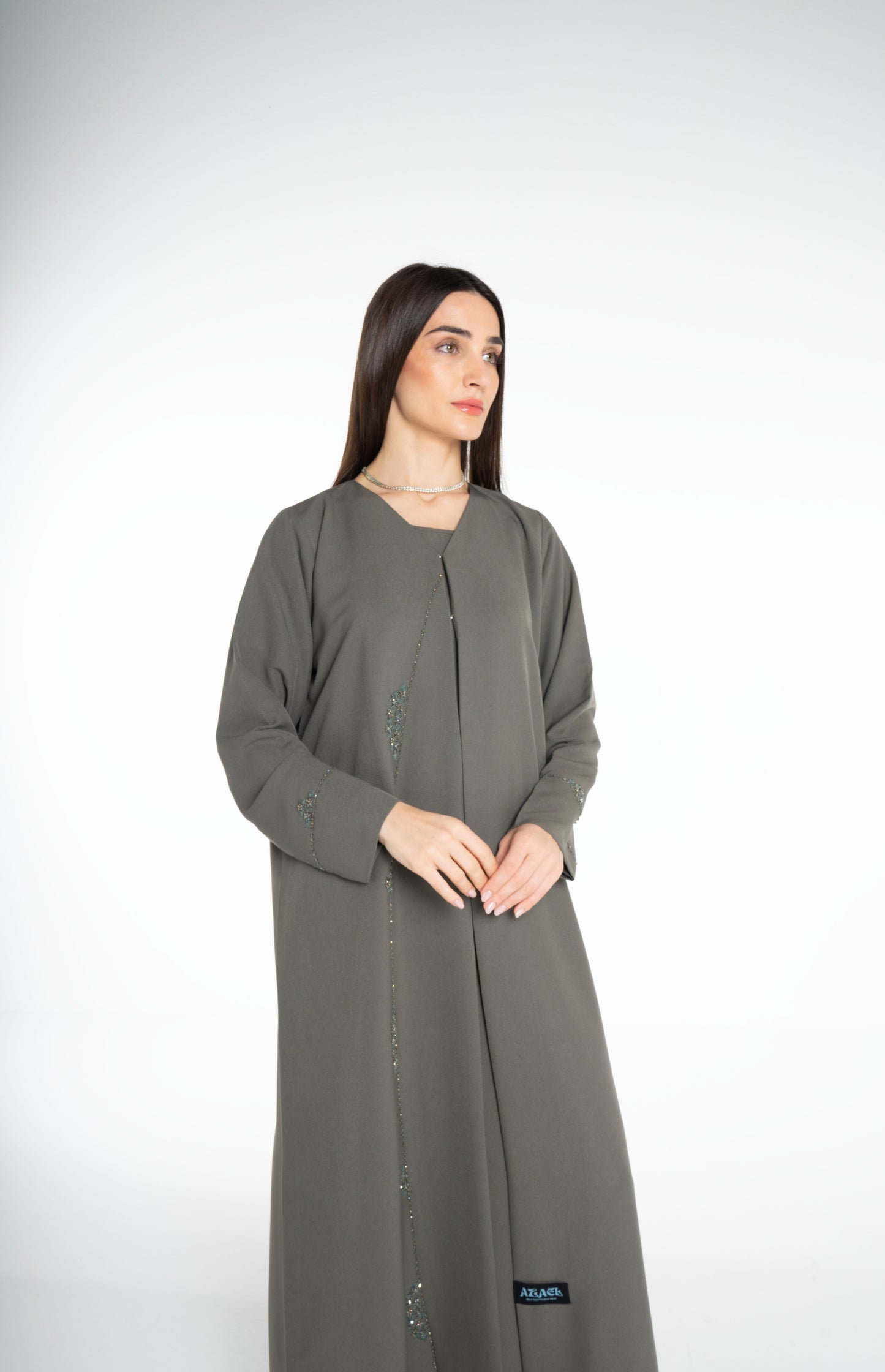 Lux Embellished  Green Abaya
