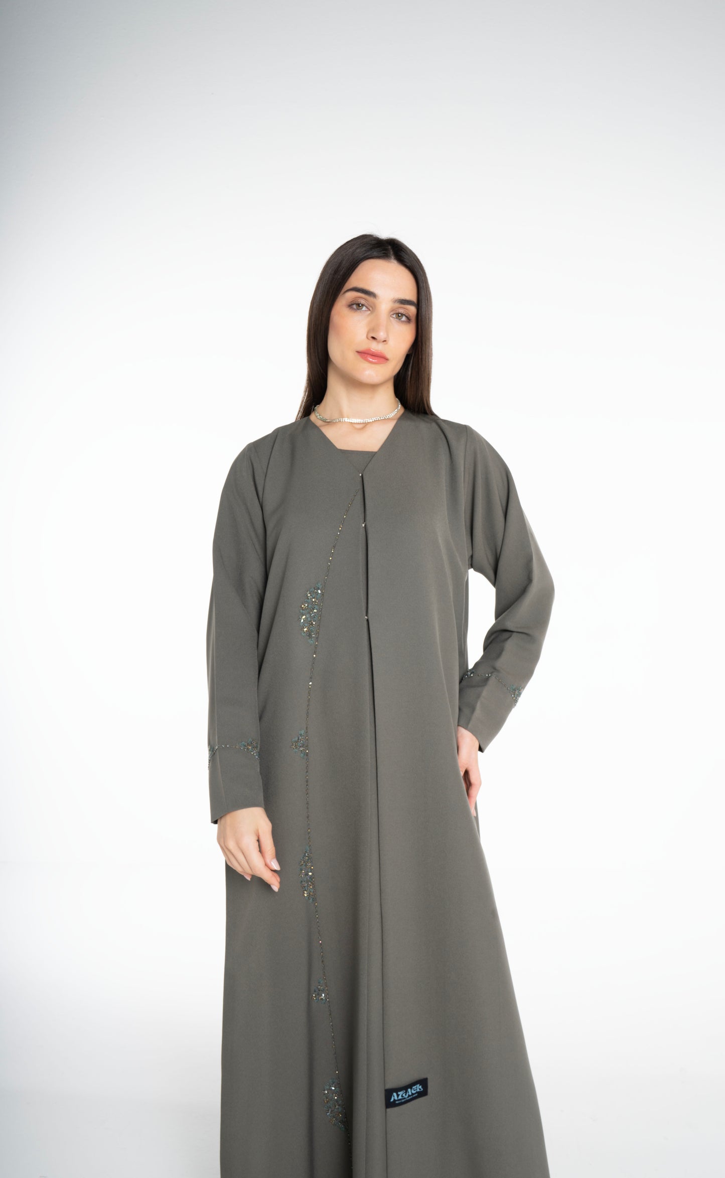 Lux Embellished  Green Abaya