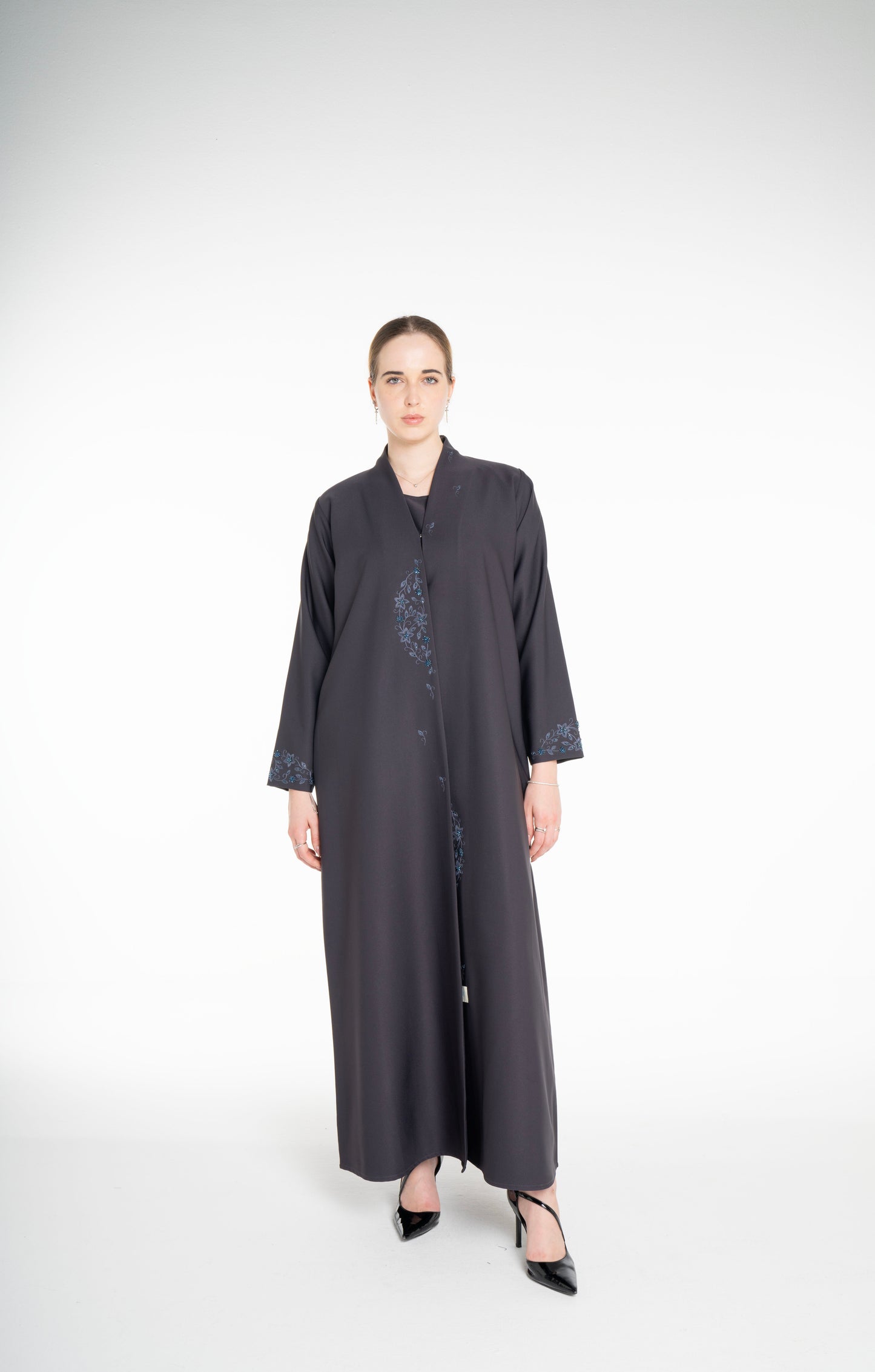 Minimal Embellished  Grey Abaya