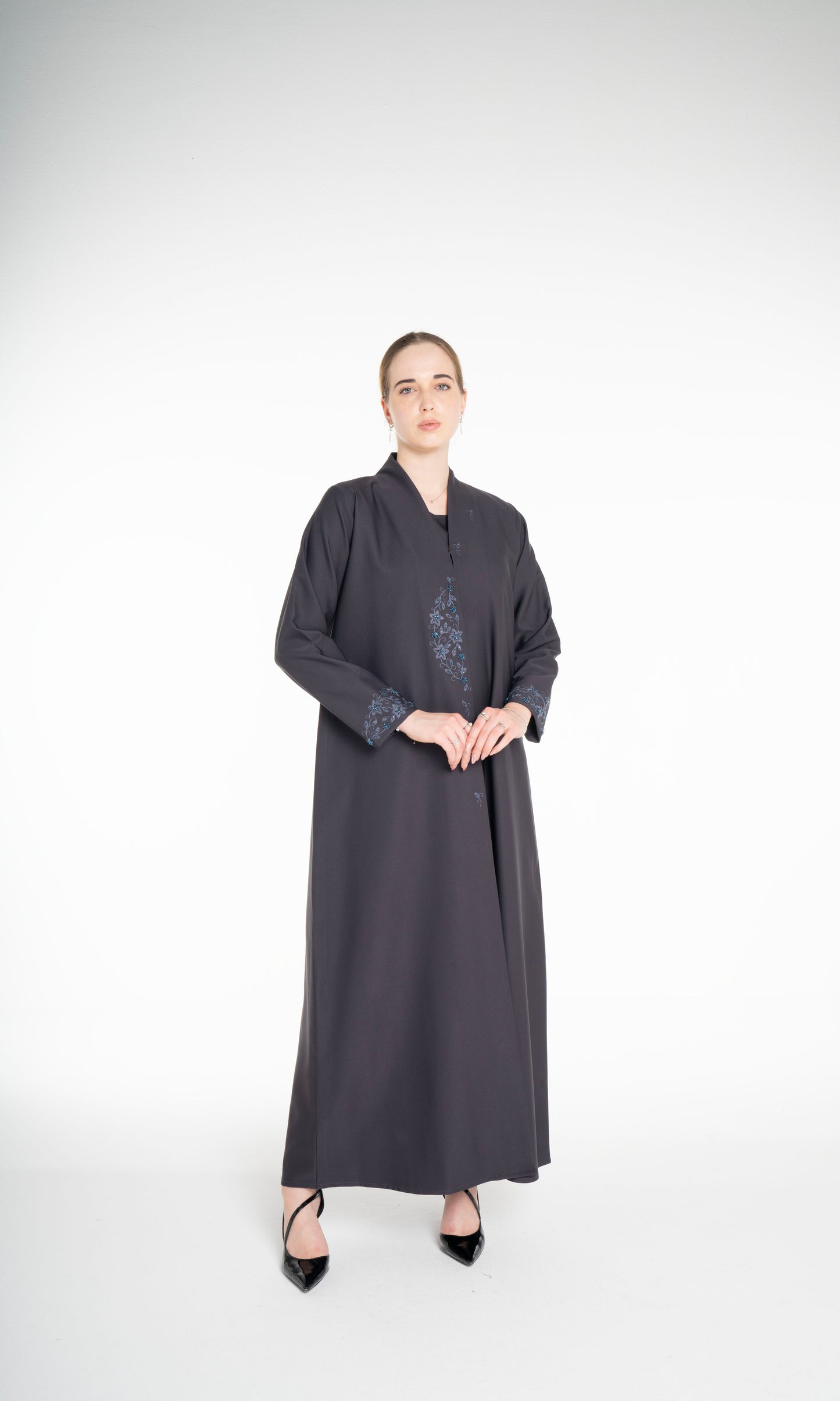 Minimal Embellished  Grey Abaya