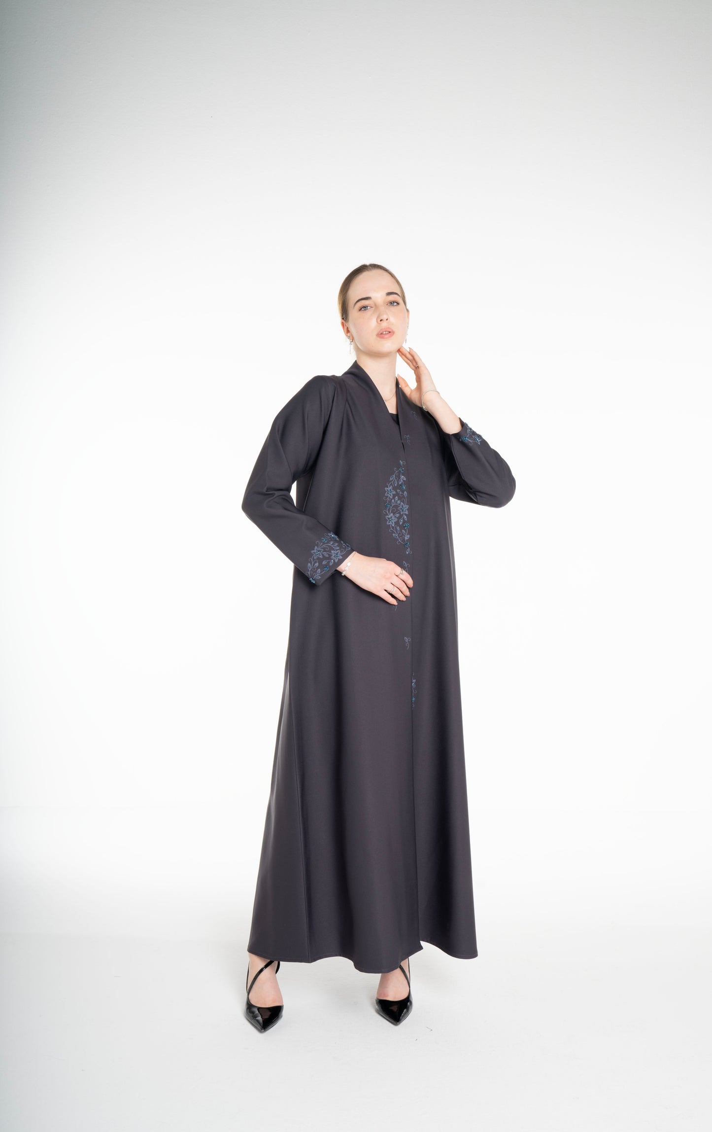 Minimal Embellished  Grey Abaya