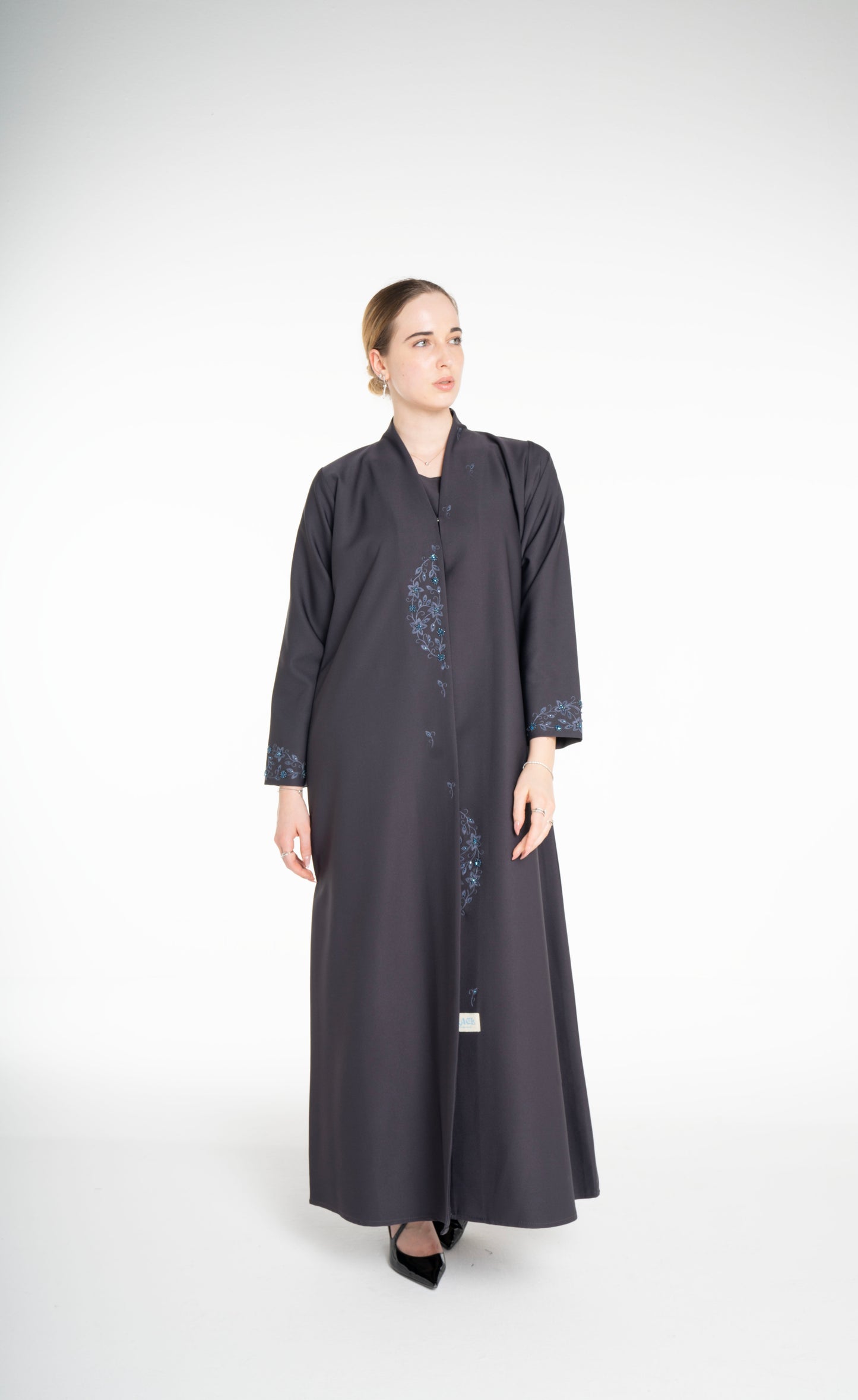 Minimal Embellished  Grey Abaya