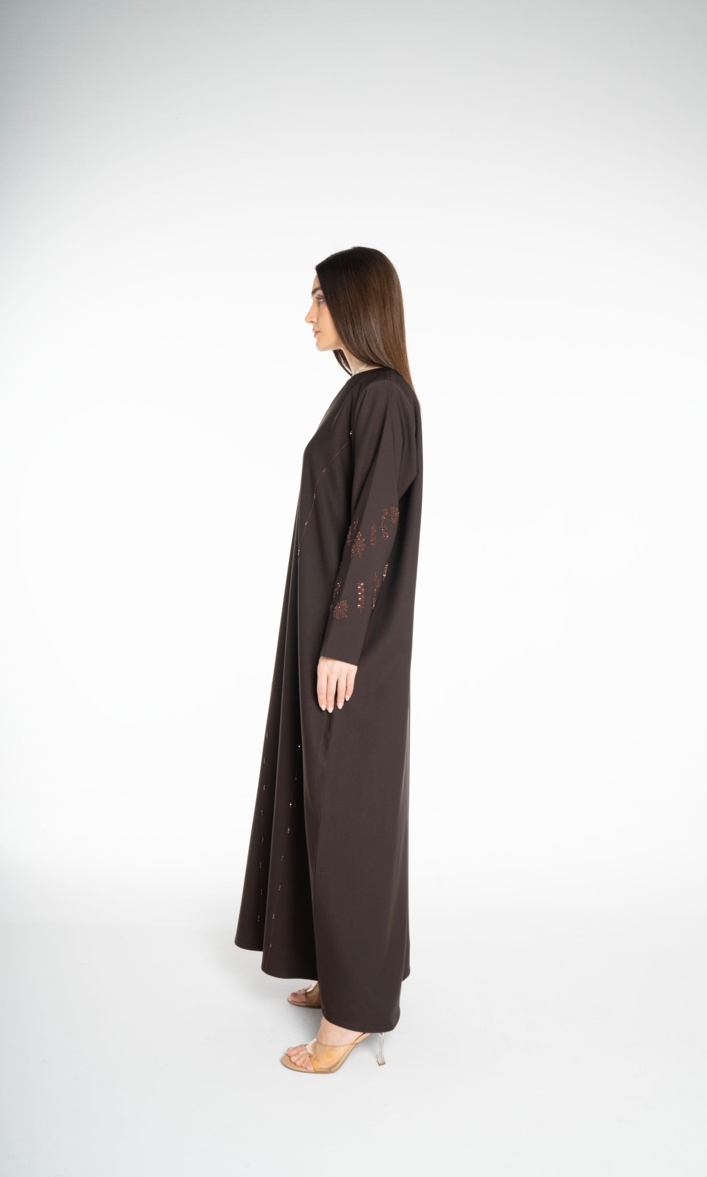 Minimal embellished  Brown  Abaya