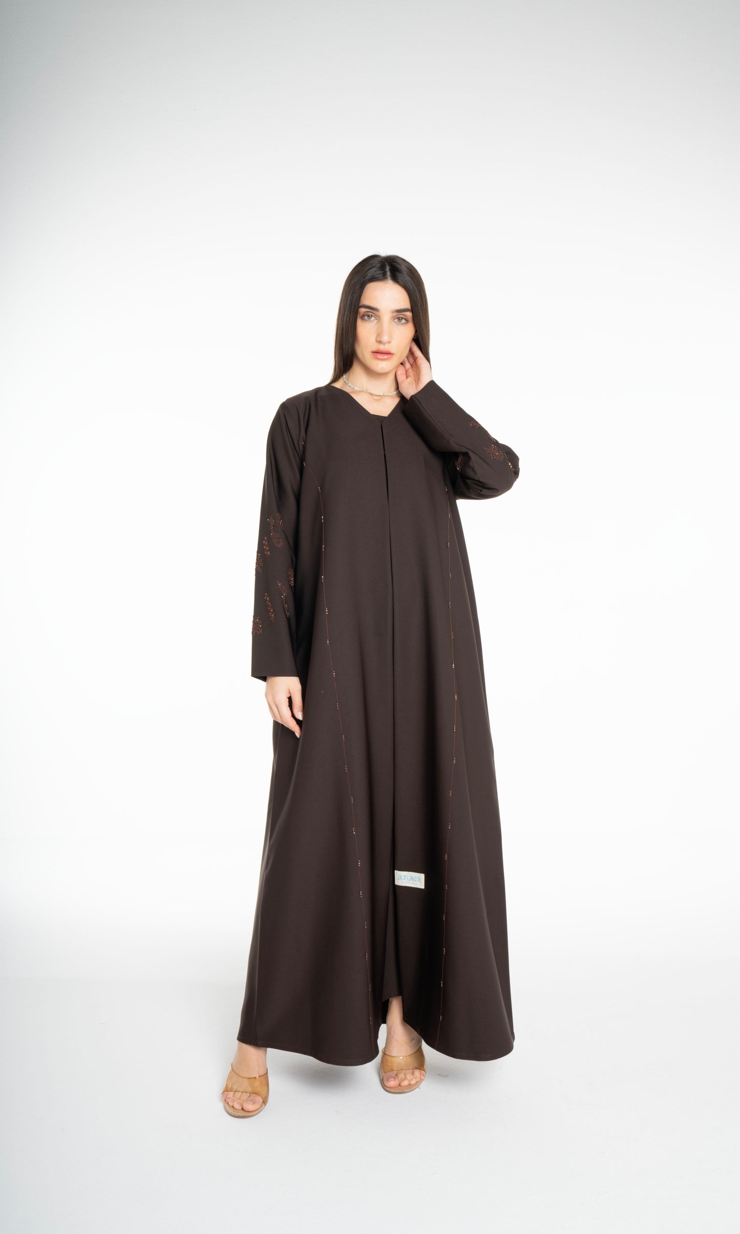 Minimal embellished  Brown  Abaya