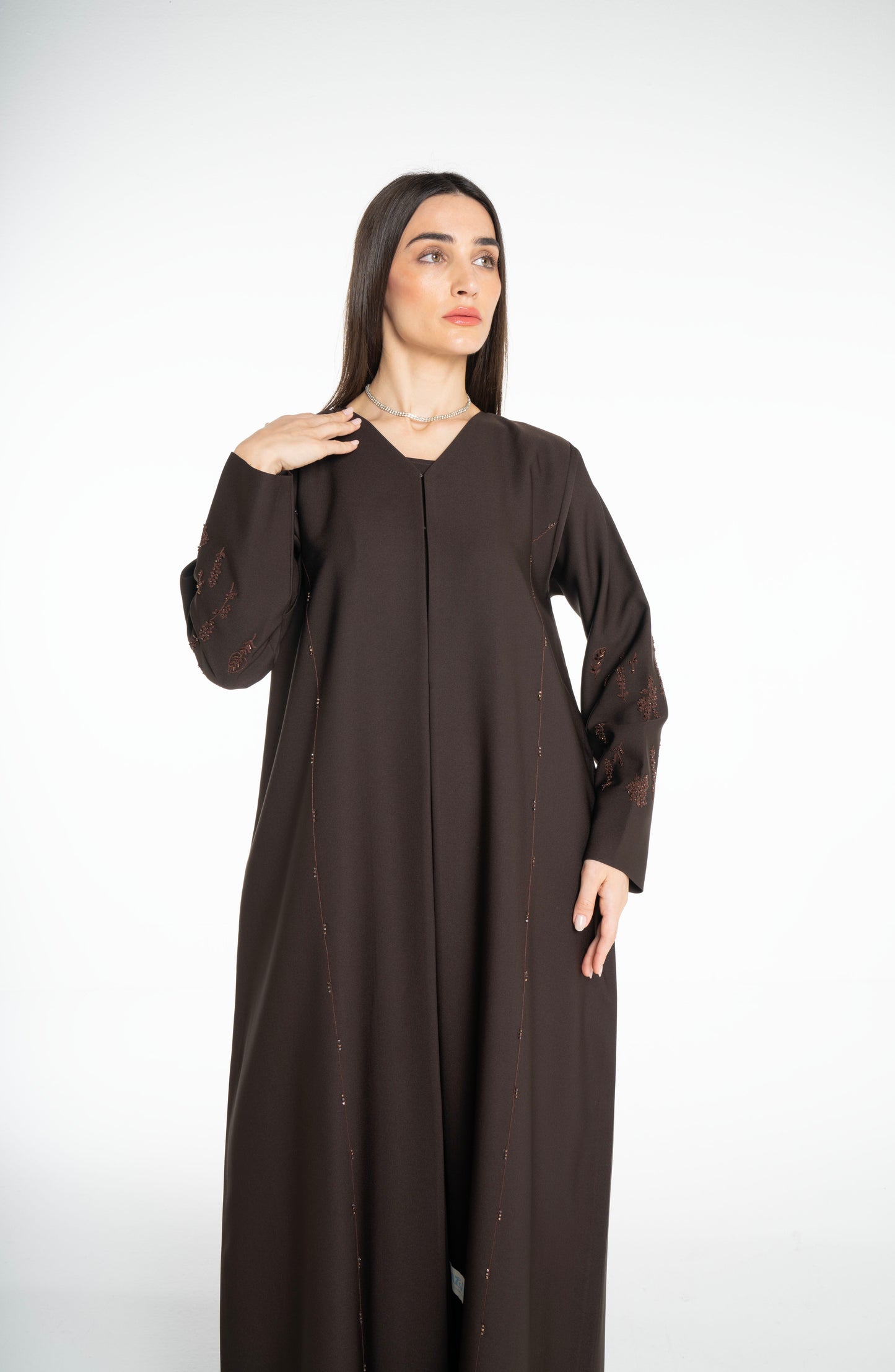 Minimal embellished  Brown  Abaya