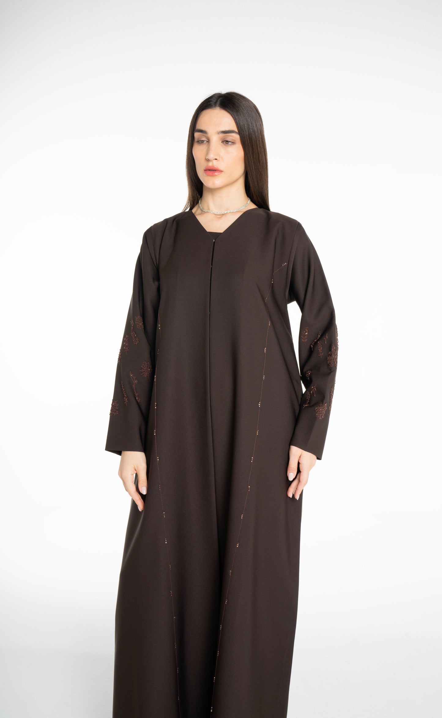 Minimal embellished  Brown  Abaya
