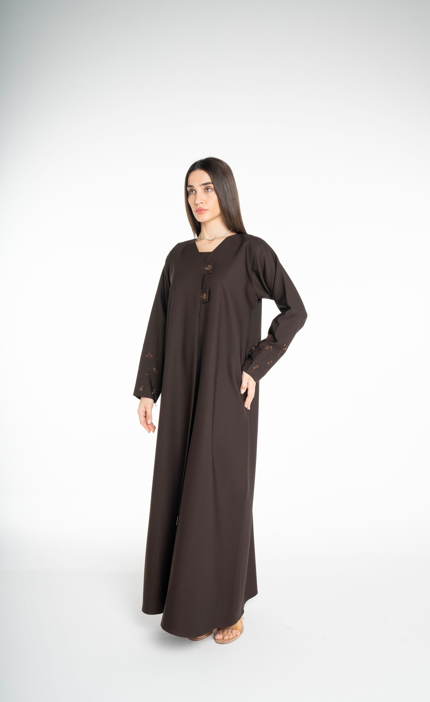 Minimal embellished  Brown Abaya