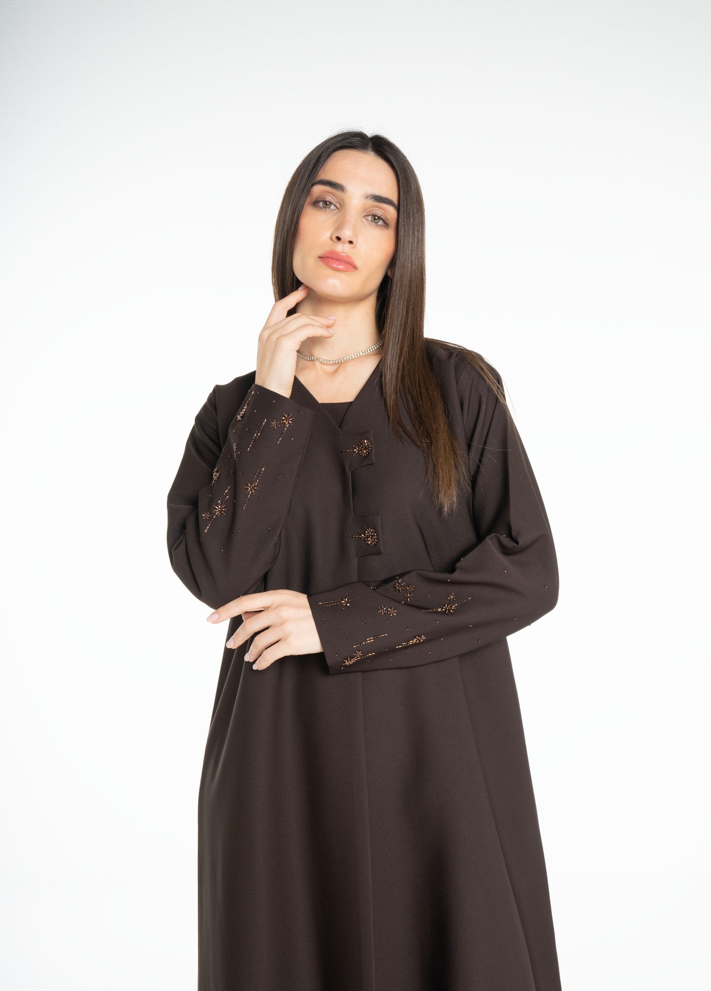 Minimal embellished  Brown Abaya