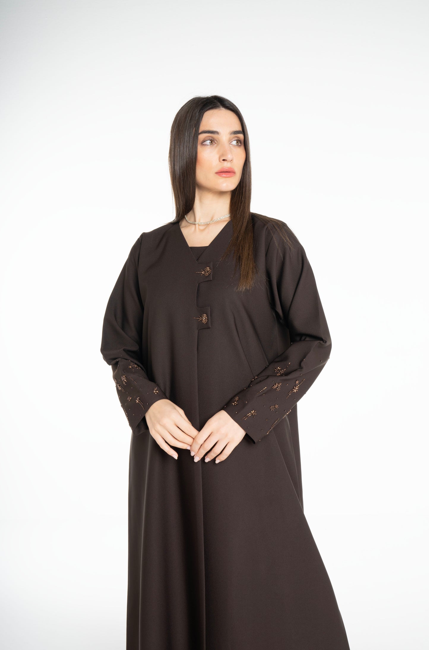Minimal embellished  Brown Abaya