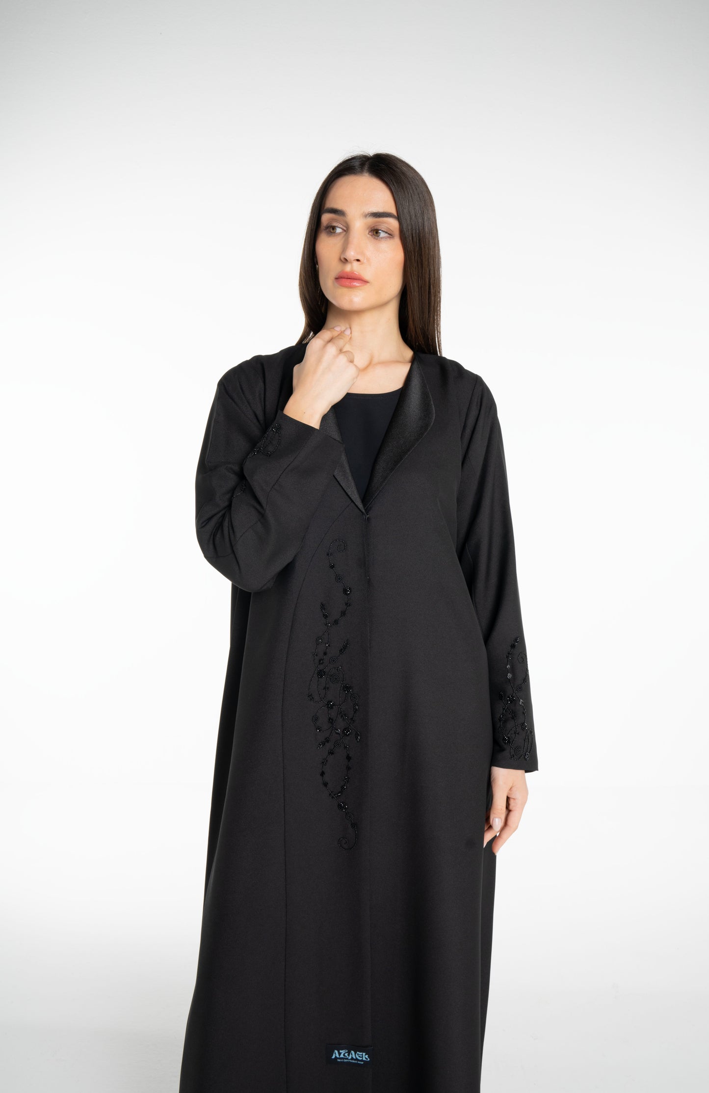 Minimal embellished coat Style  Black Abaya