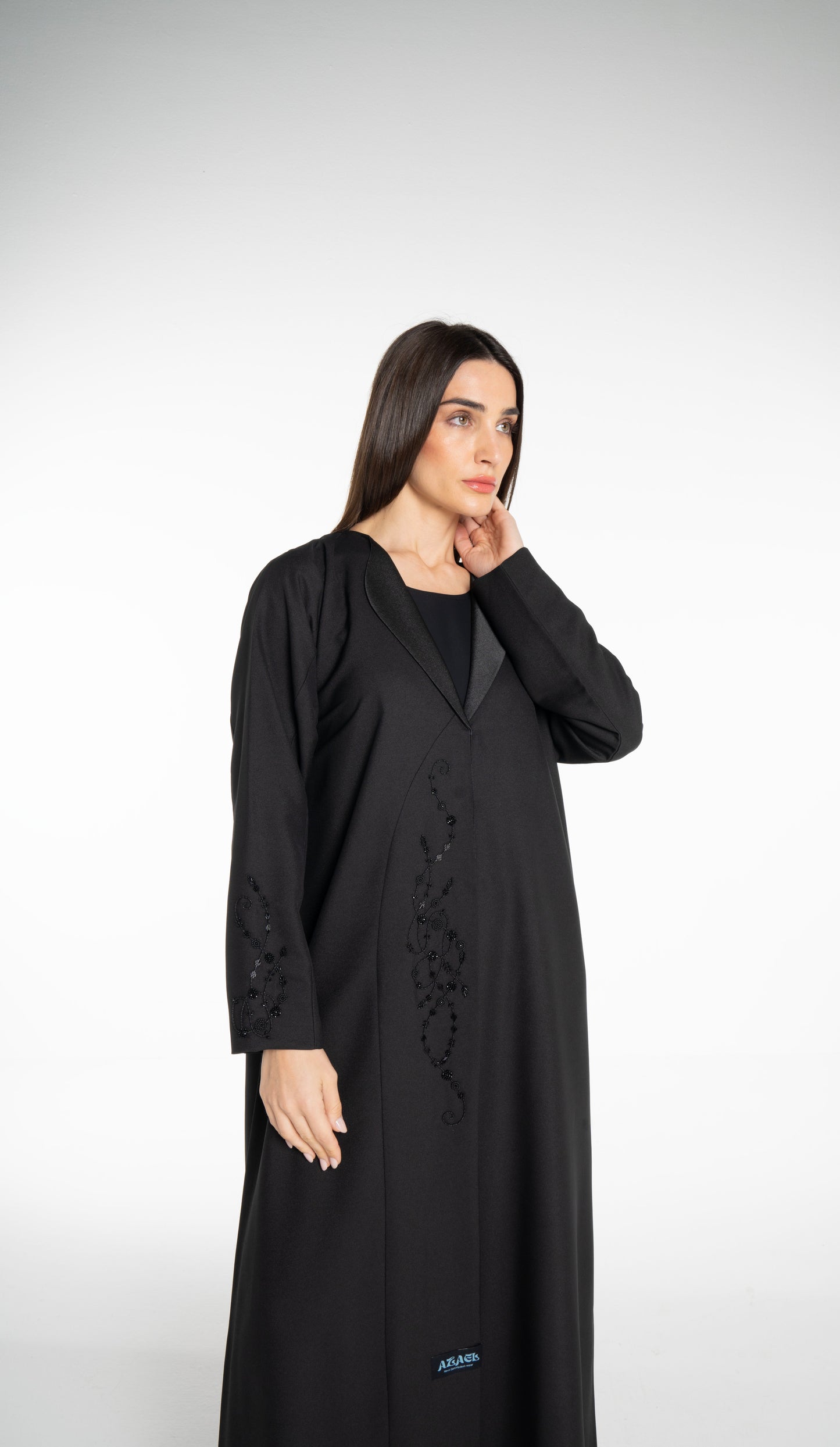 Minimal embellished coat Style  Black Abaya
