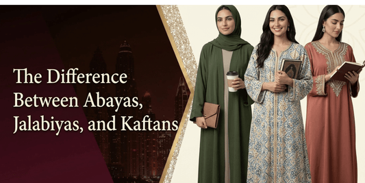Woman wearing an abaya, jalabiya, and kaftan for style comparison