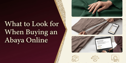 Woman shopping for an abaya online on a laptop