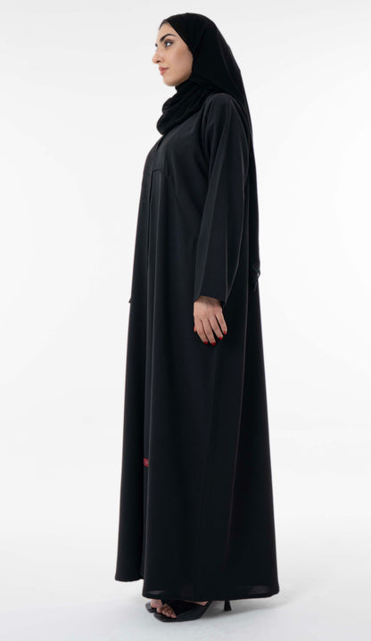 Abaya With Delicate Floral Line Embroidery