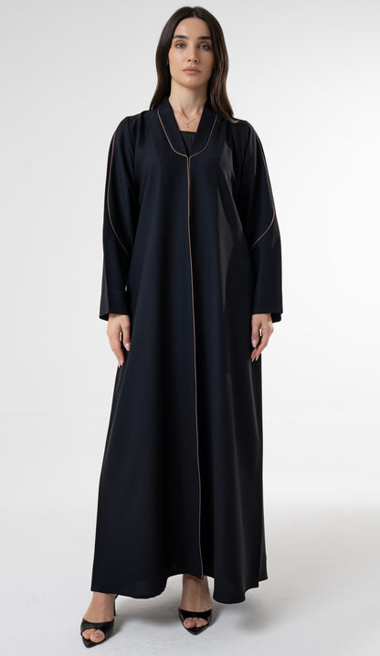Black Abaya with Contrast Piping