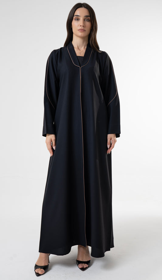 Black Abaya with Contrast Piping