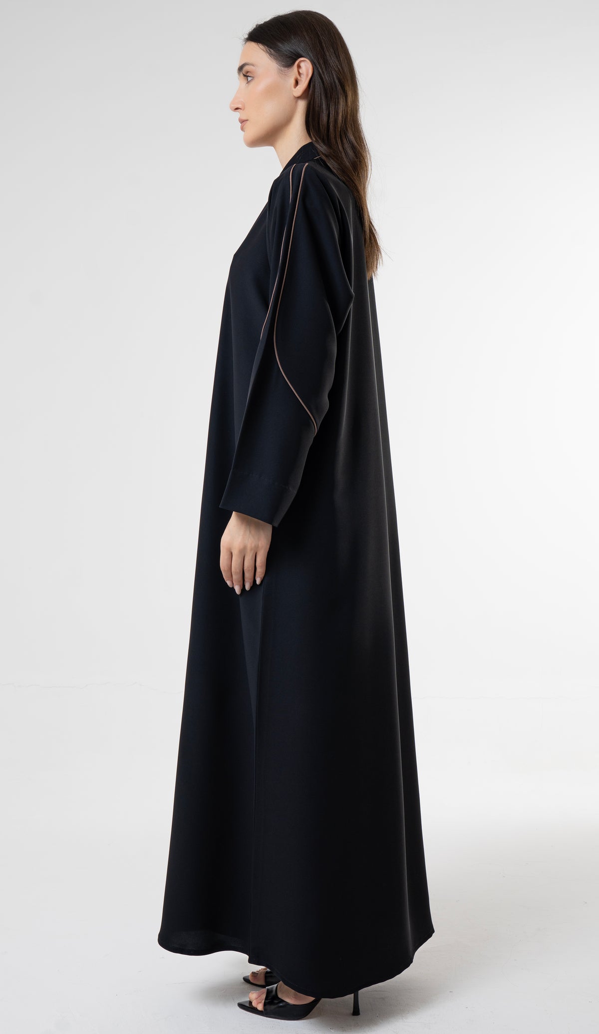 Black Abaya with Contrast Piping