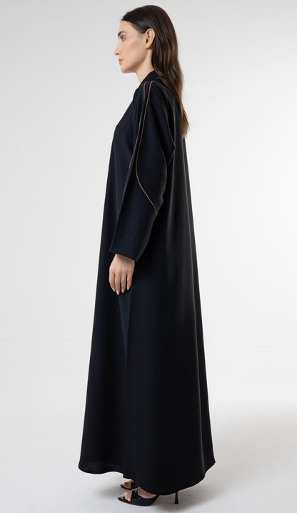 Black Abaya with Contrast Piping