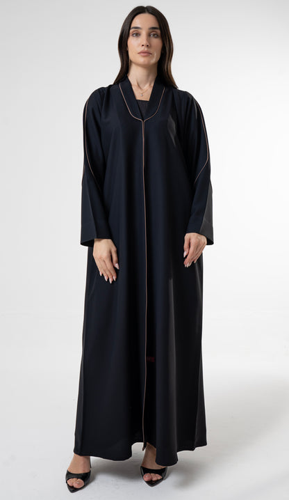 Black Abaya with Contrast Piping