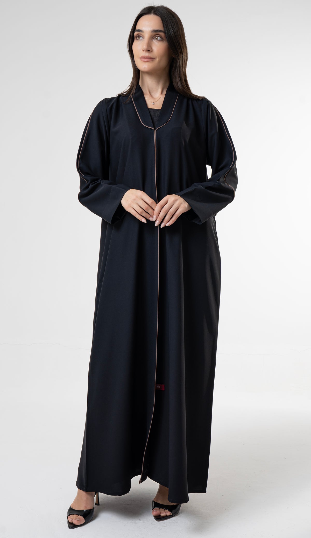 Black Abaya with Contrast Piping