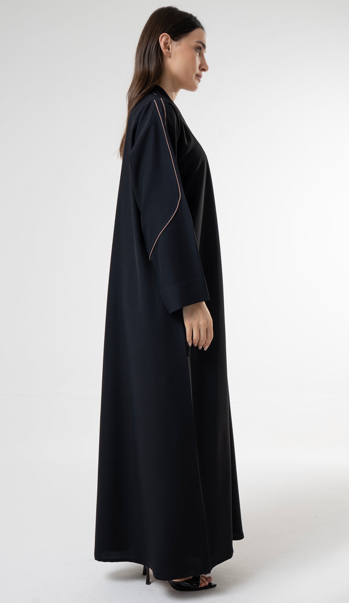 Black Abaya with Contrast Piping