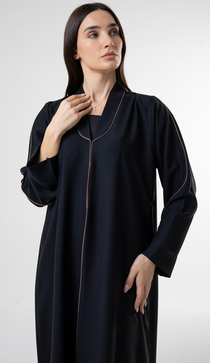 Black Abaya with Contrast Piping
