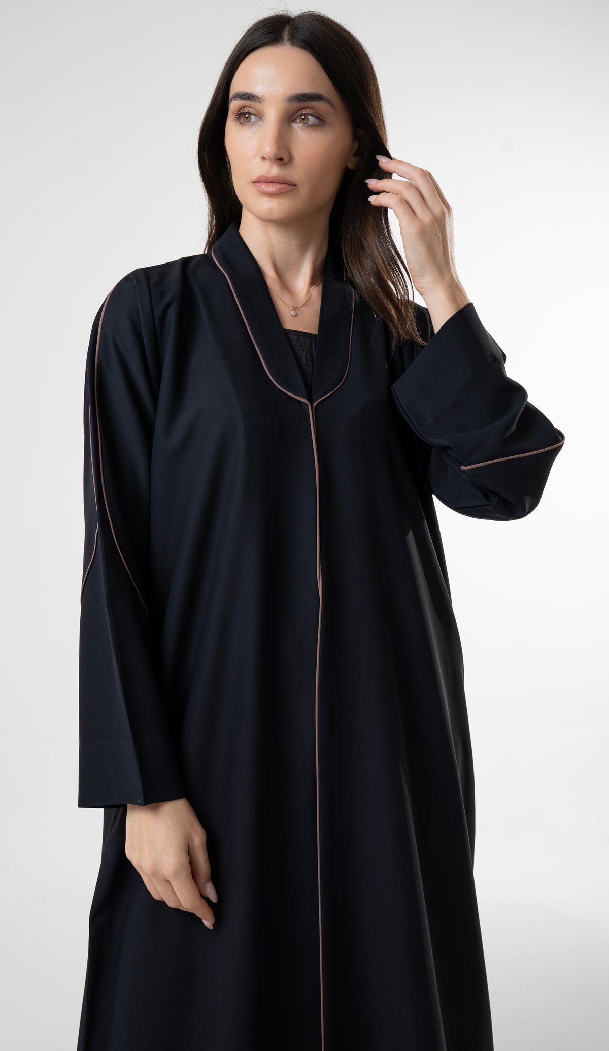 Black Abaya with Contrast Piping