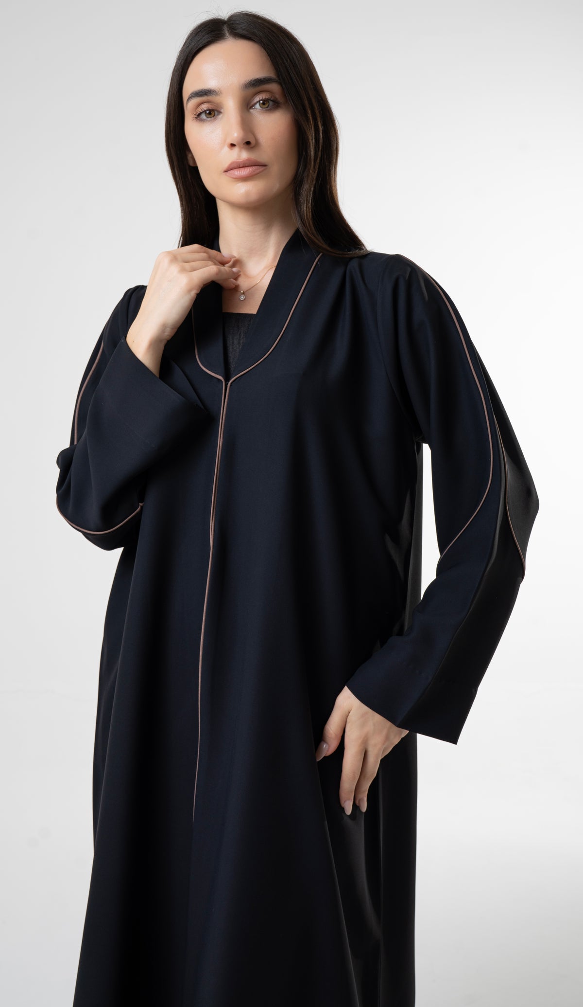 Black Abaya with Contrast Piping