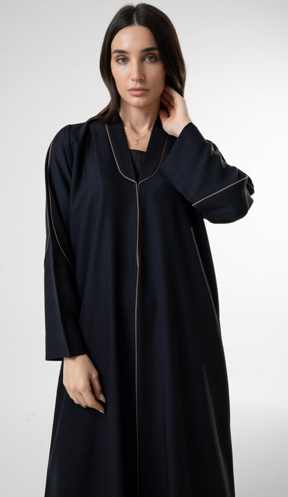 Black Abaya with Contrast Piping