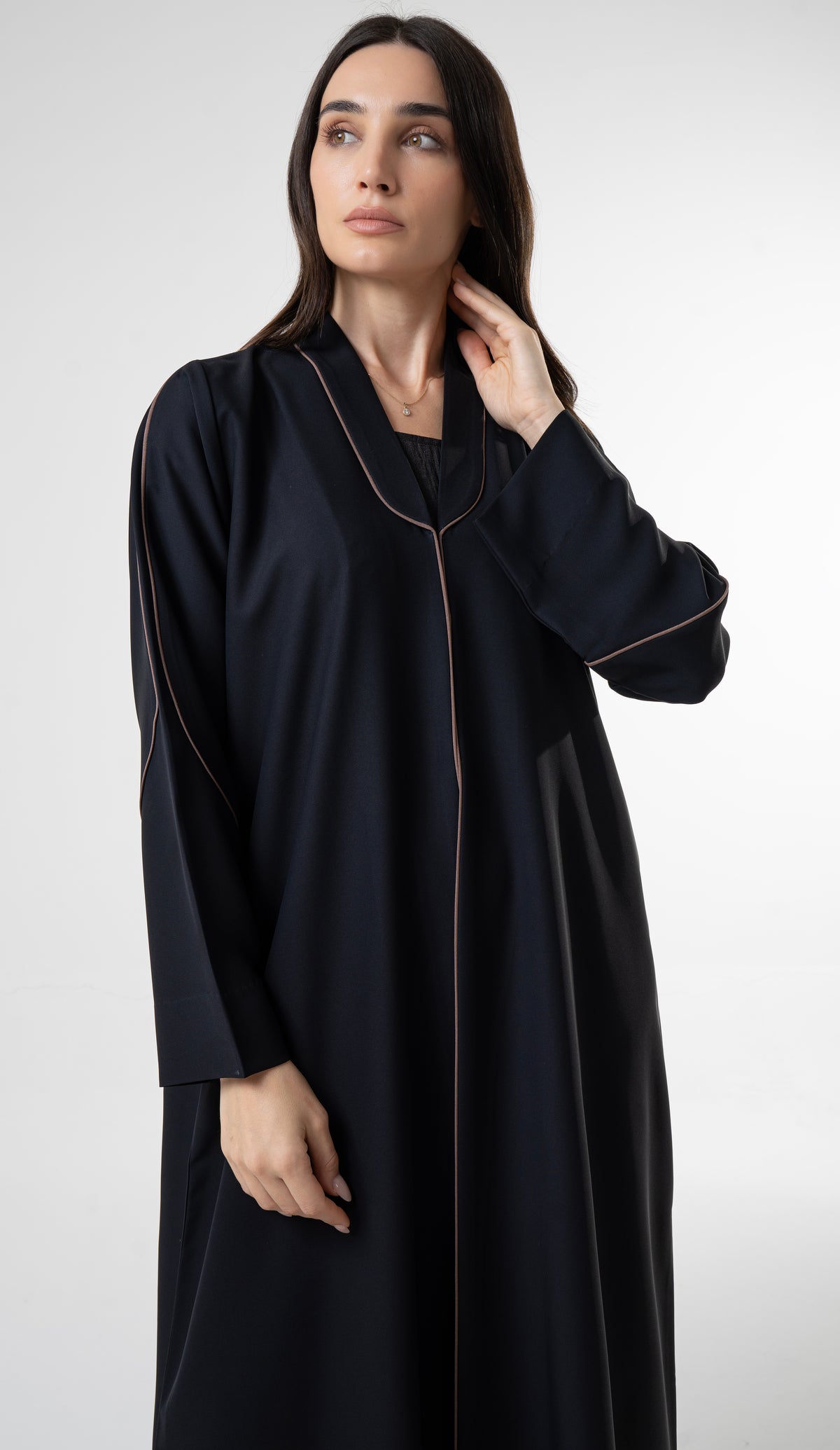 Black Abaya with Contrast Piping